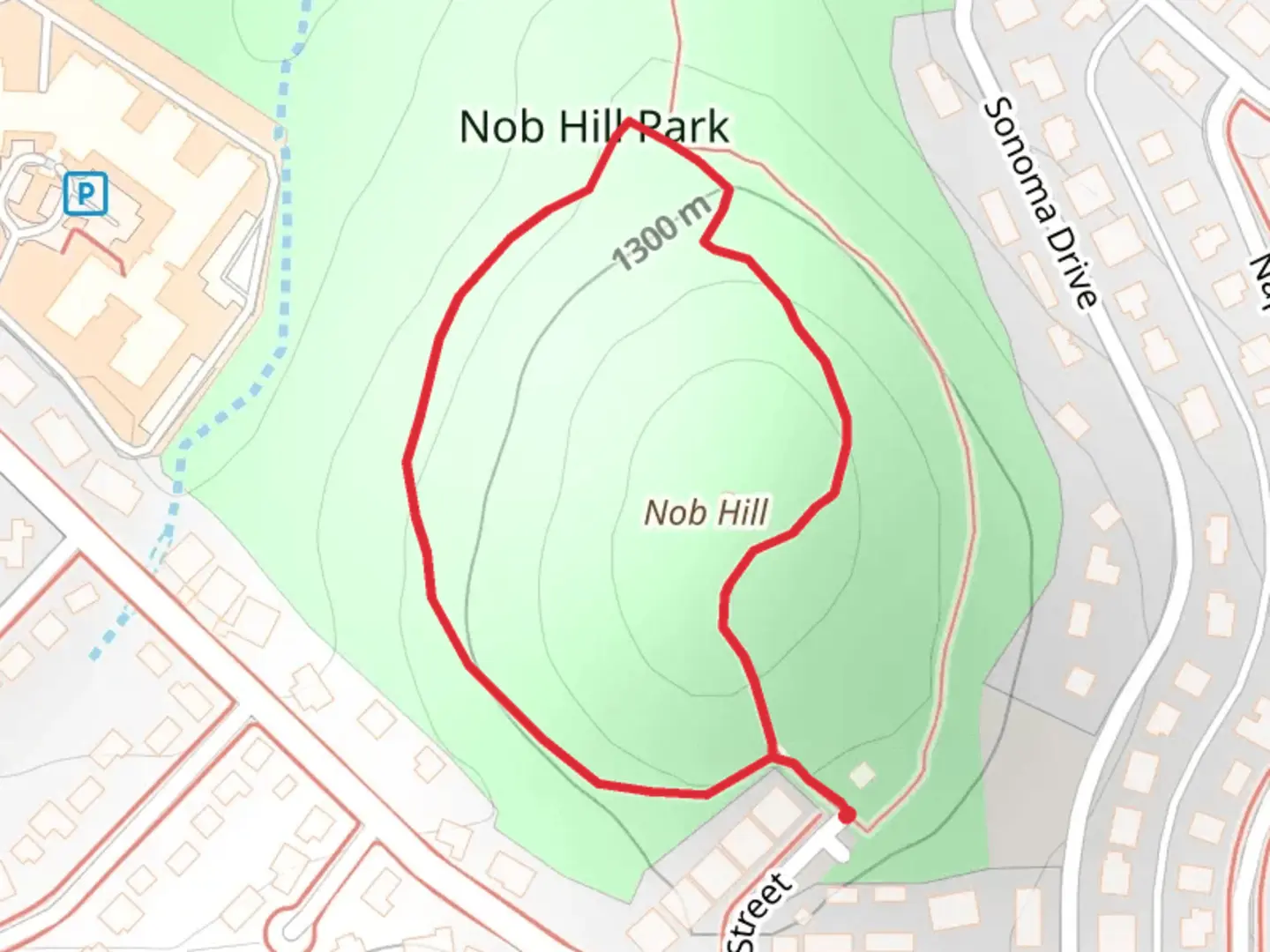 An image depicting the trail Nob Hill Loop and its surrounding area.