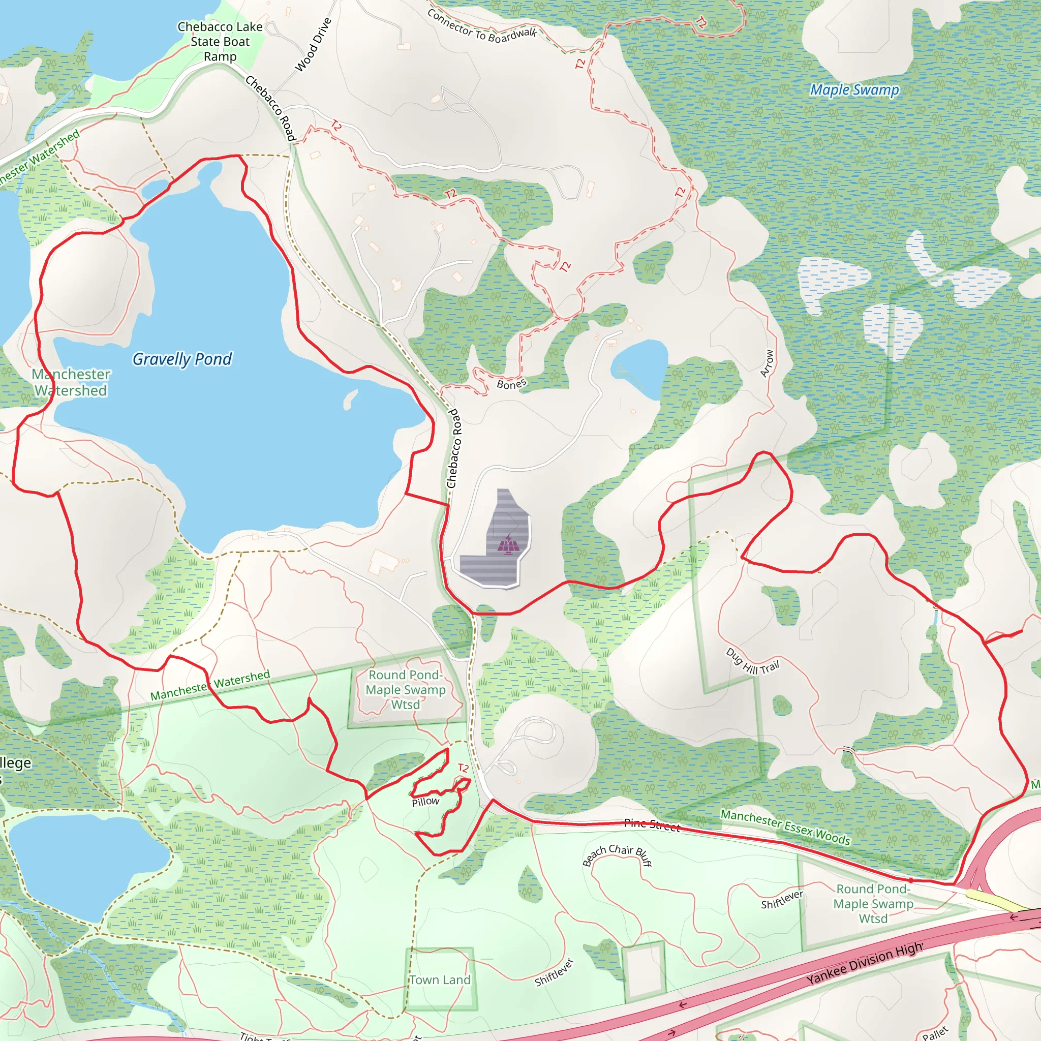 Round Pond and Gravelly Pond Loop mobile static map