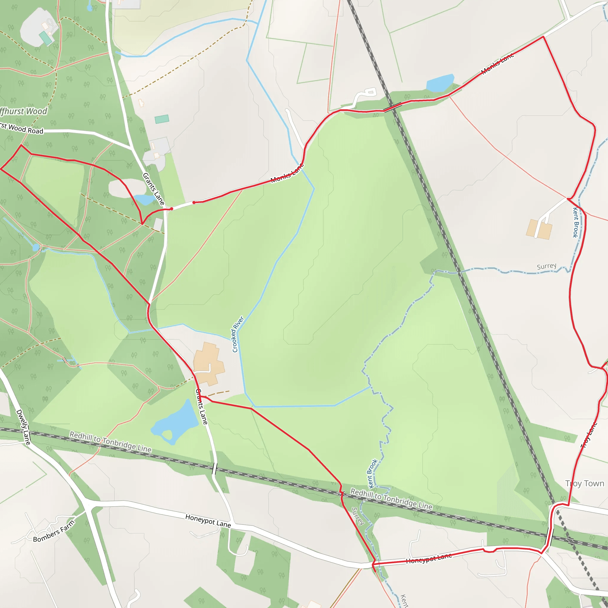 Staffhurst Wood East Loop mobile static map