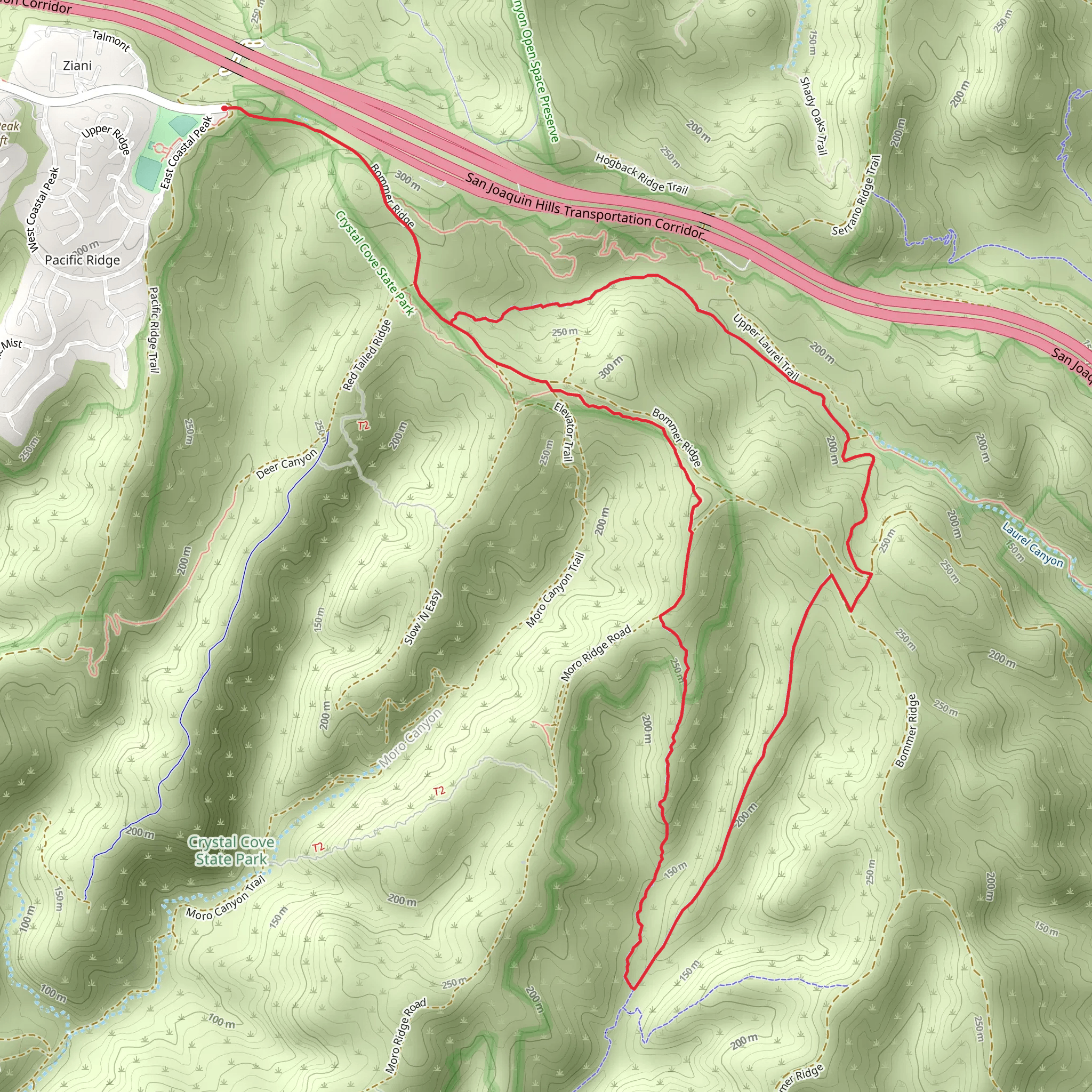Bommer Ridge, Lizard Trail and Missing Link Loop mobile static map