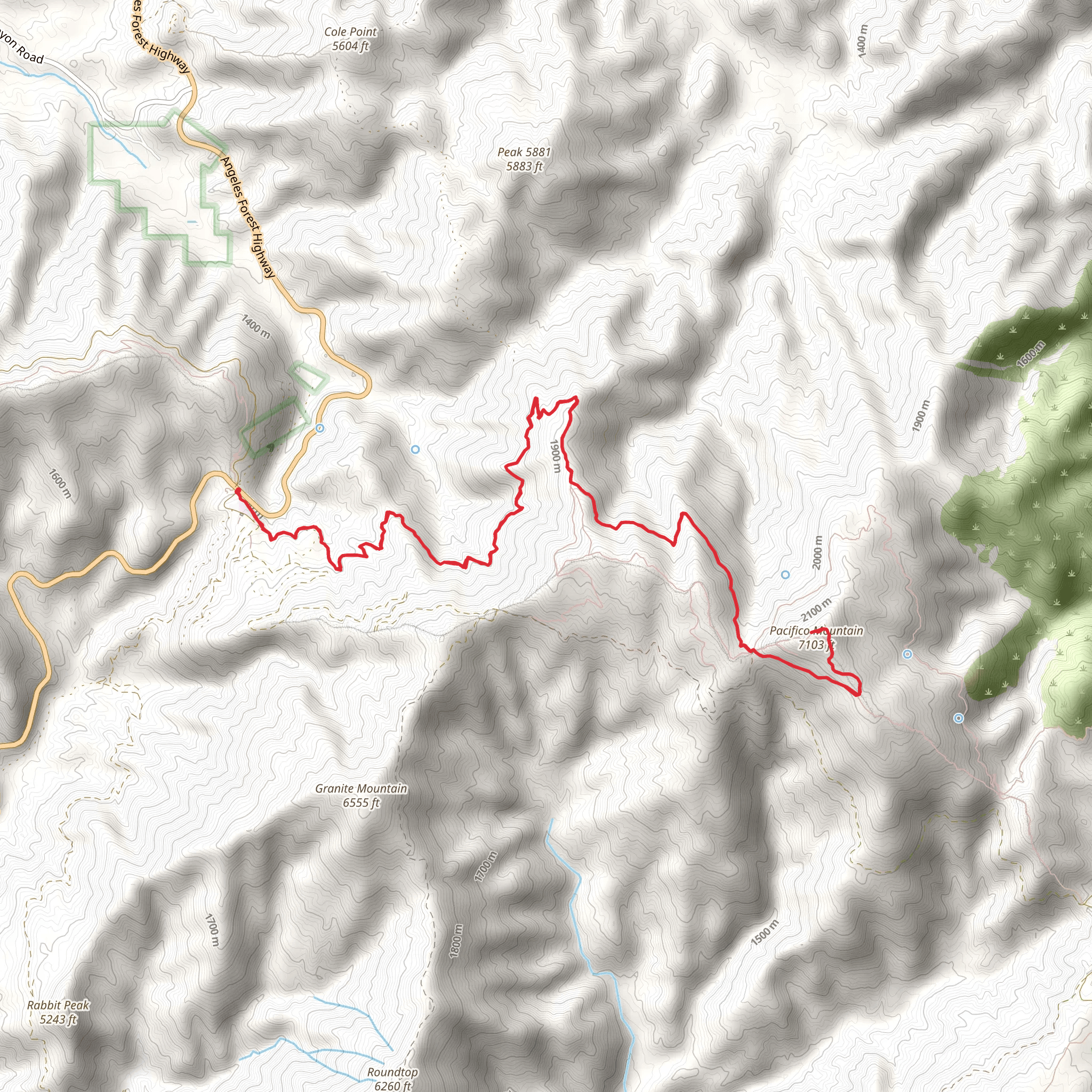 Pacifico Mountain via PCT mobile static map