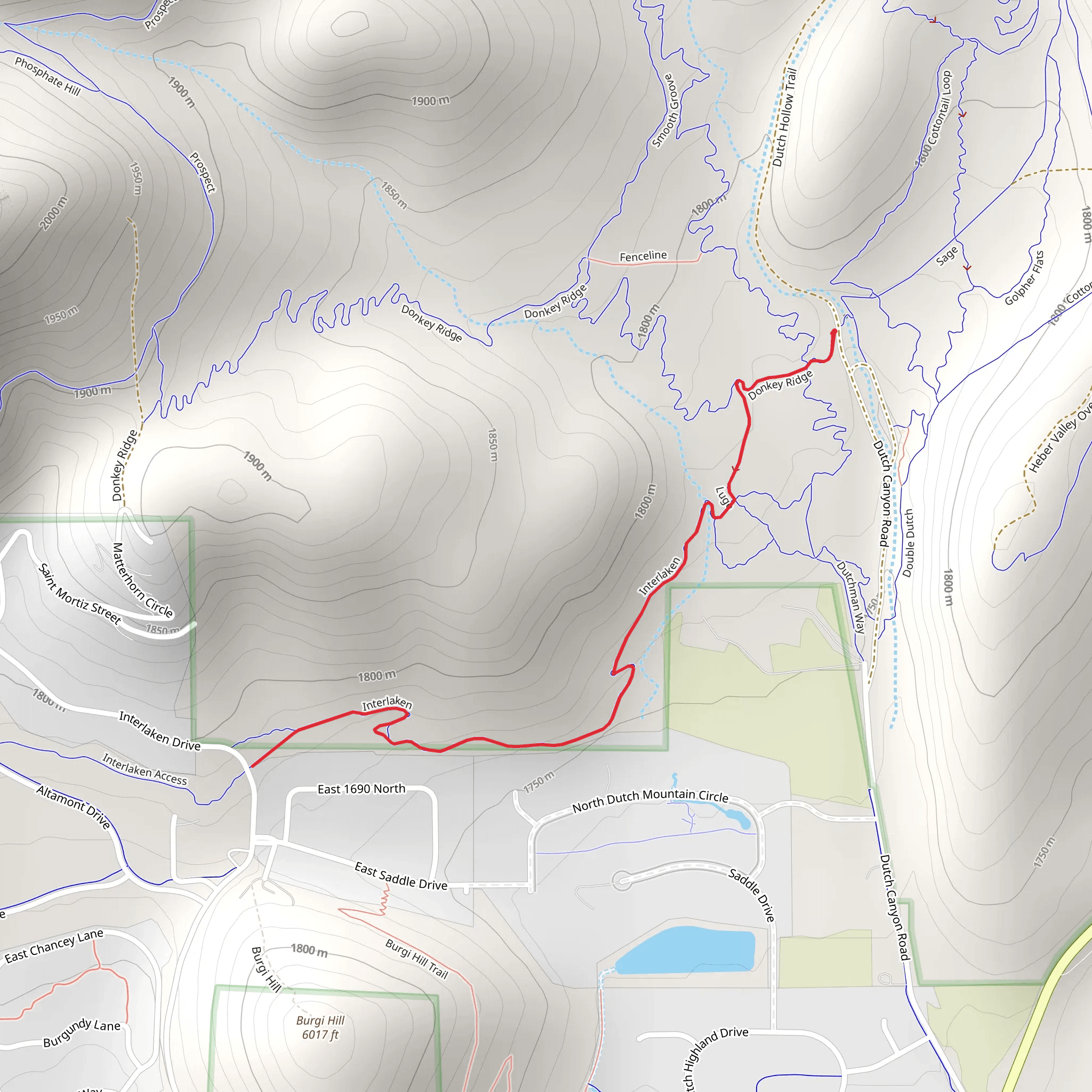 Donkey Ridge and Interlaken Walk mobile static map