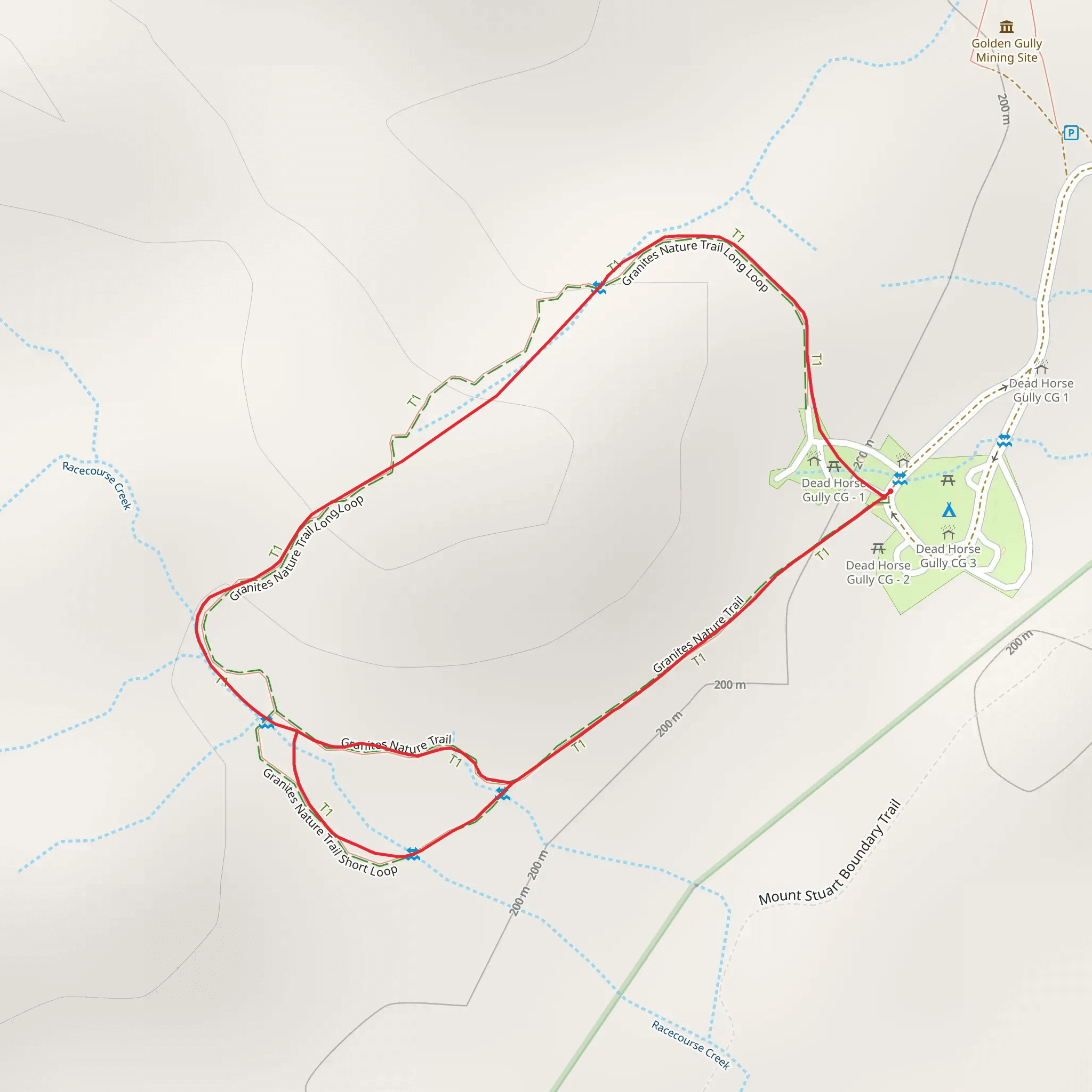 The Granites Track mobile static map