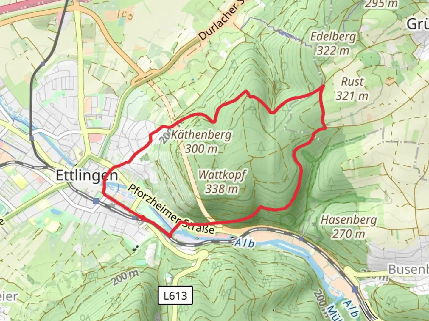 An image depicting the trail Jagdhuette Muckenklinge and Kaethenklamm Kaisereiche and its surrounding area.