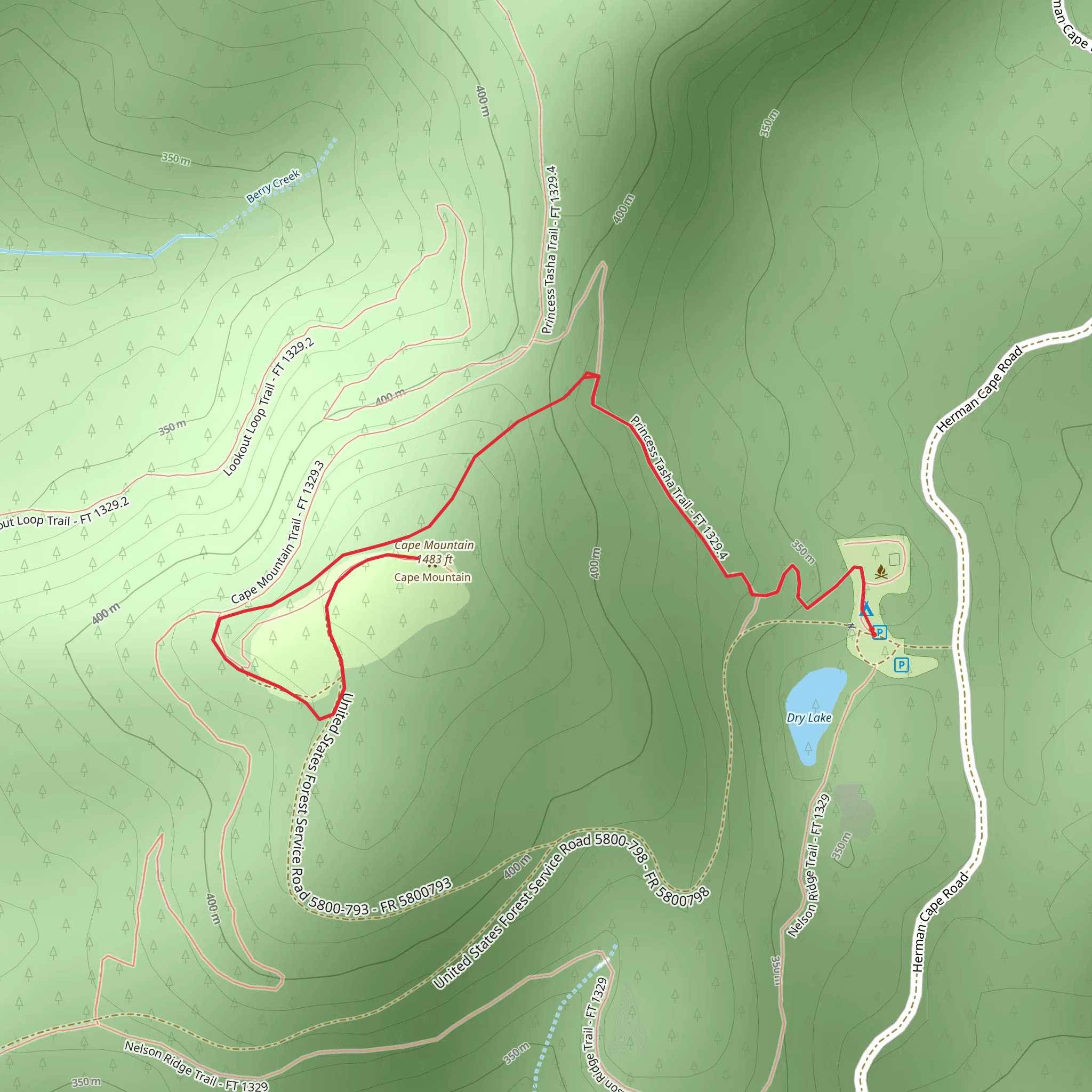 Cape Mountain via Princess Tasha Trail mobile static map