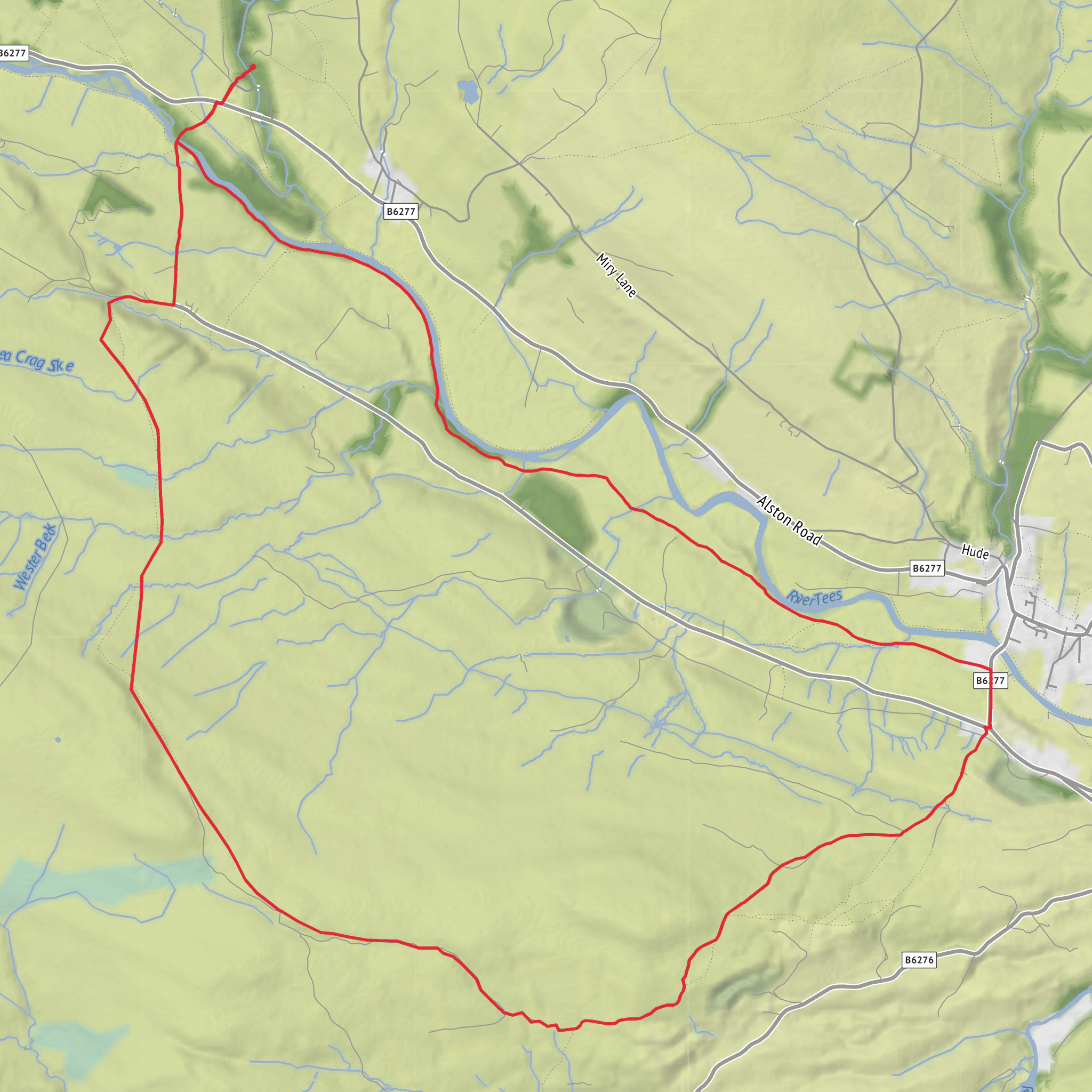 River Tees, Brown Dod, Holwick Scars and Low Force Loop mobile static map