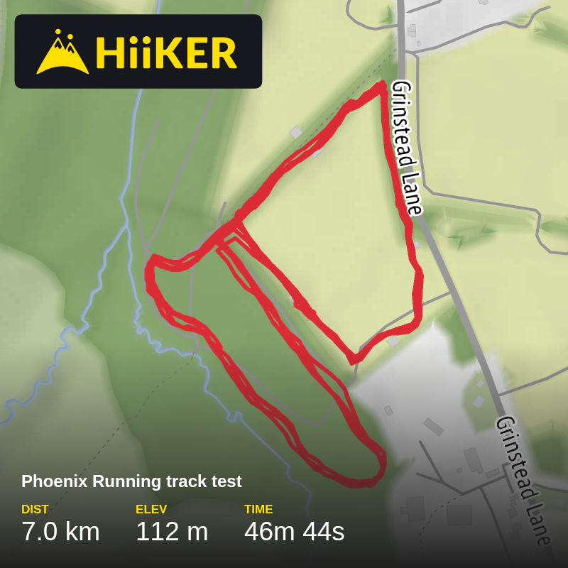A map preview of the recording Mid Sussex Running.