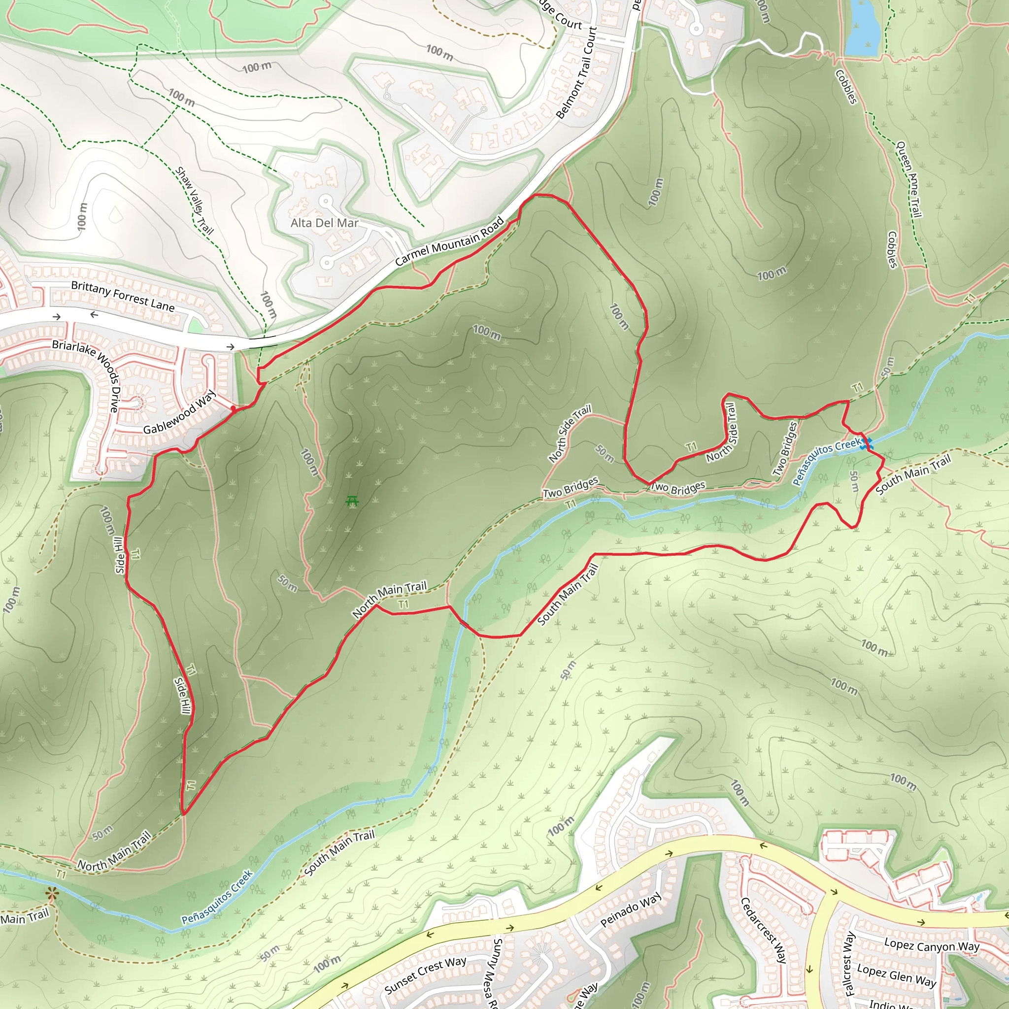 Side Hill and North Side Loop Trail mobile static map