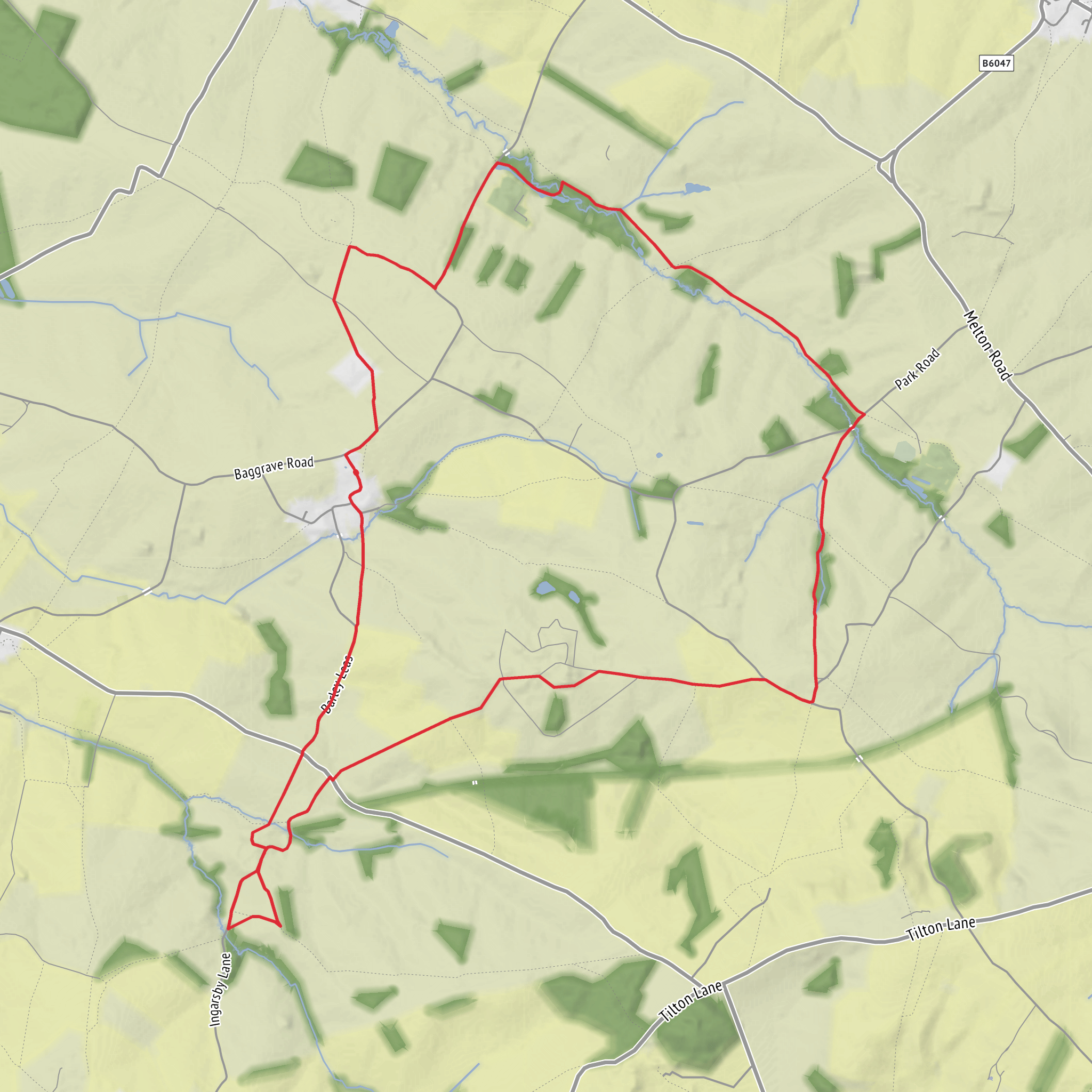 Hungarton Park, Baggrave Park, Quenby Park and Ingarsby Hall Loop mobile static map