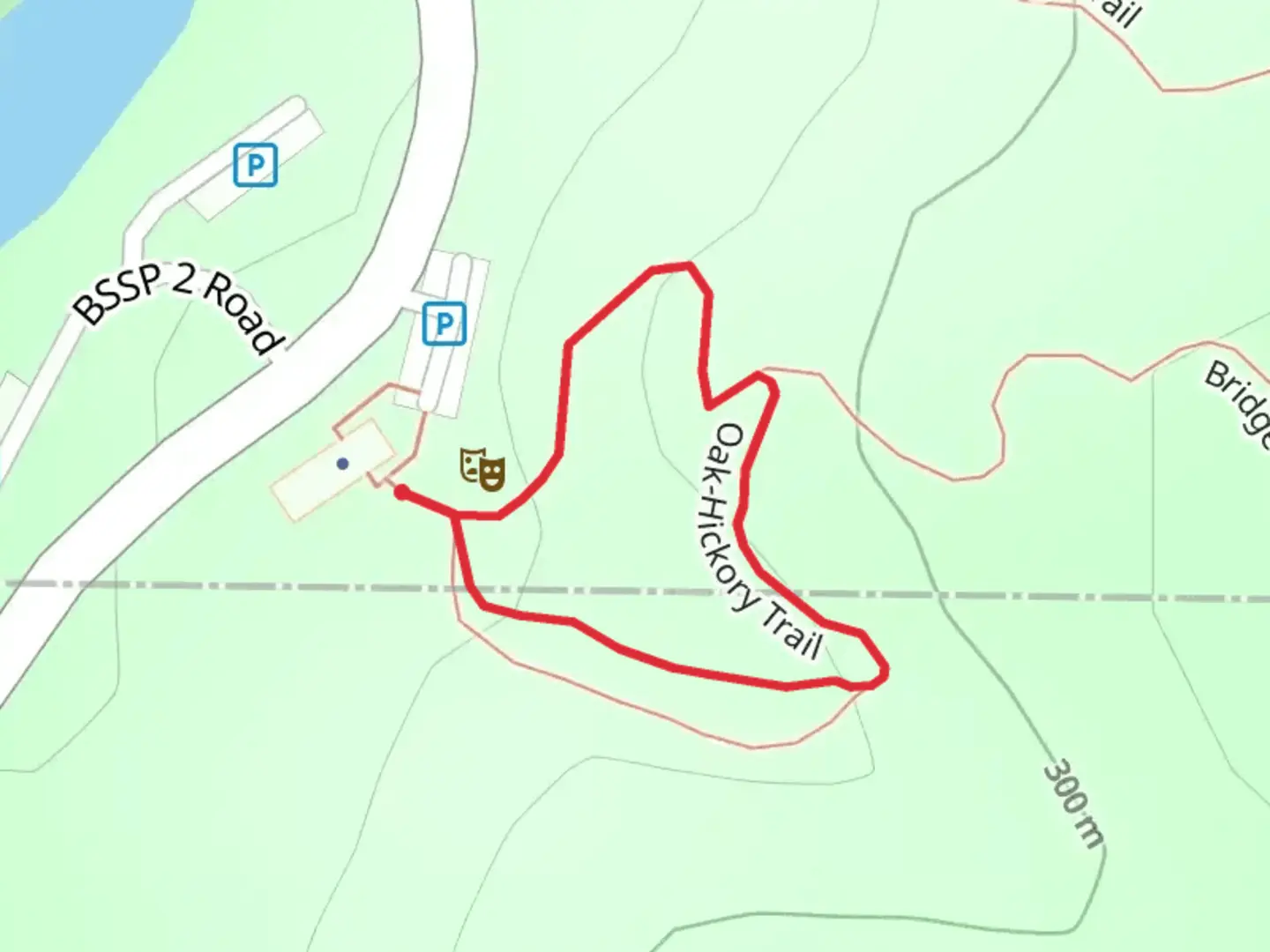An image depicting the trail Oak-Hickory Loop Trail and its surrounding area.