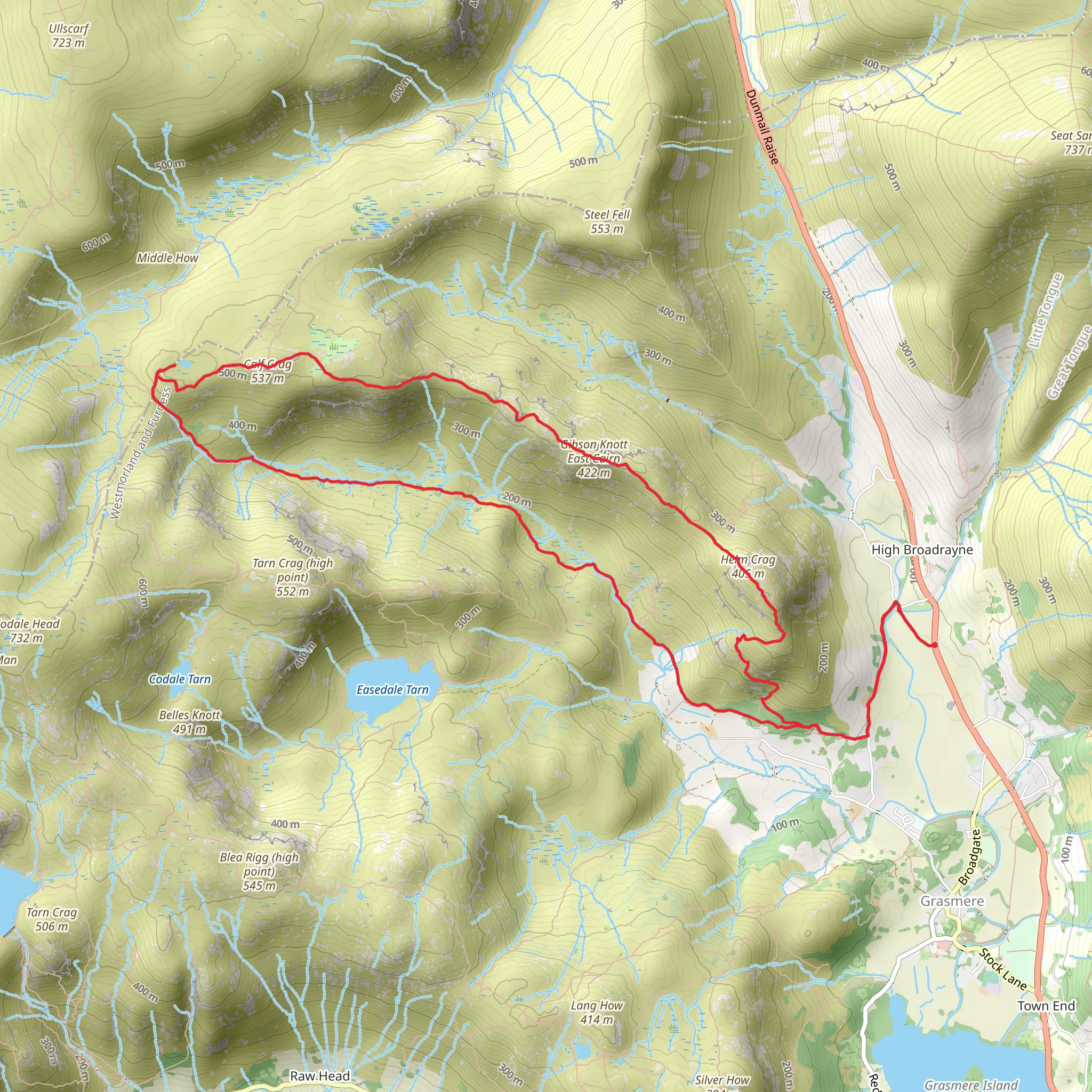 Helm Crag, Gibson Knott and Calf Crag Loop mobile static map