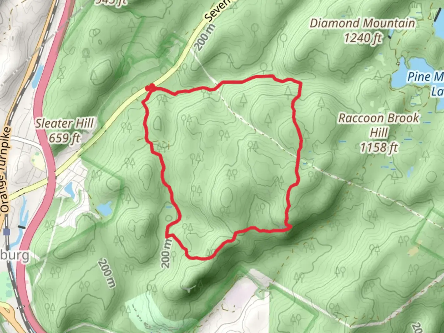 An image depicting the trail Pine Meadow and Seven Hills Trail Loop and its surrounding area.