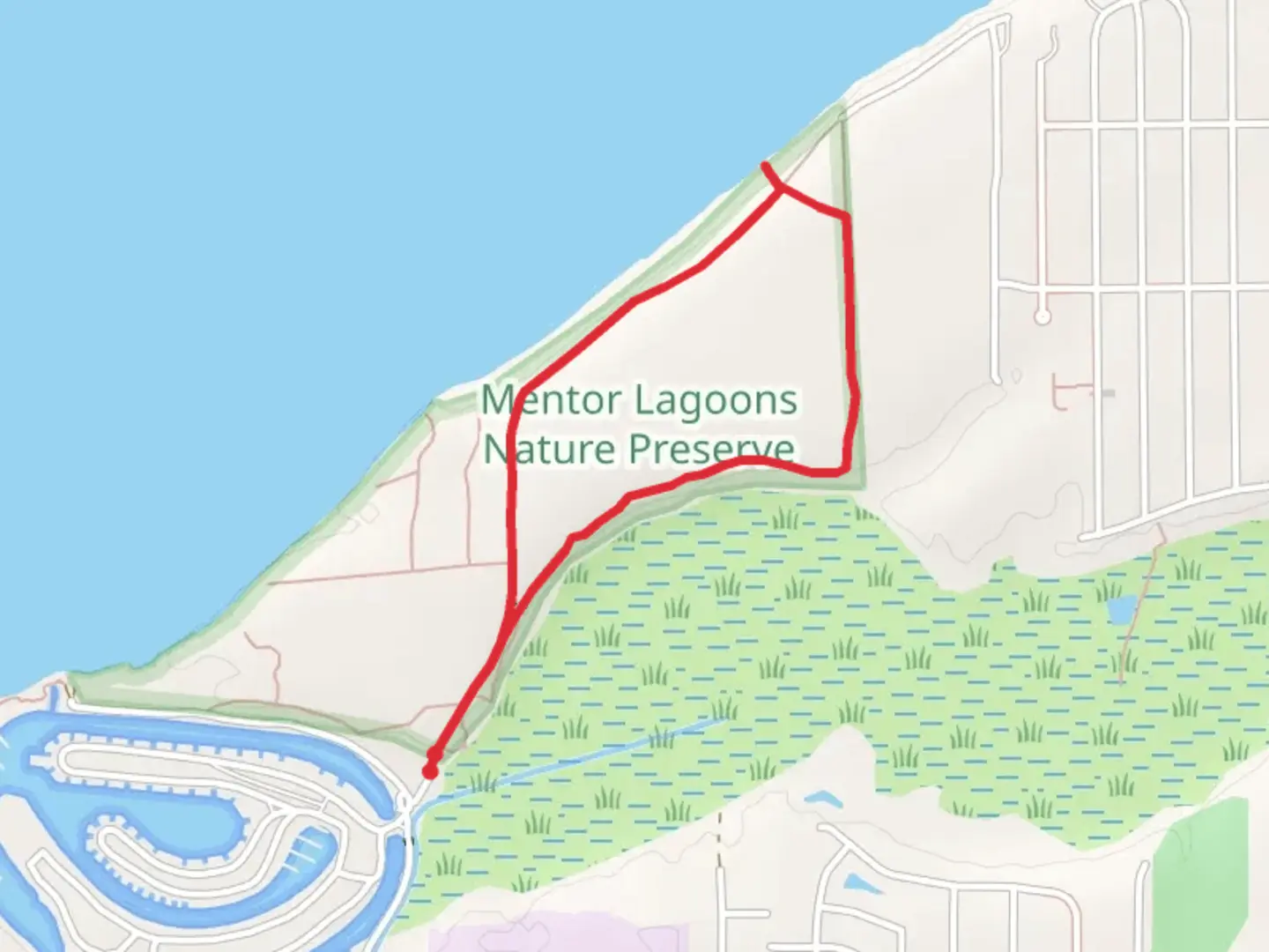 An image depicting the trail Lakefront and Marsh Rim Loop Trail and its surrounding area.