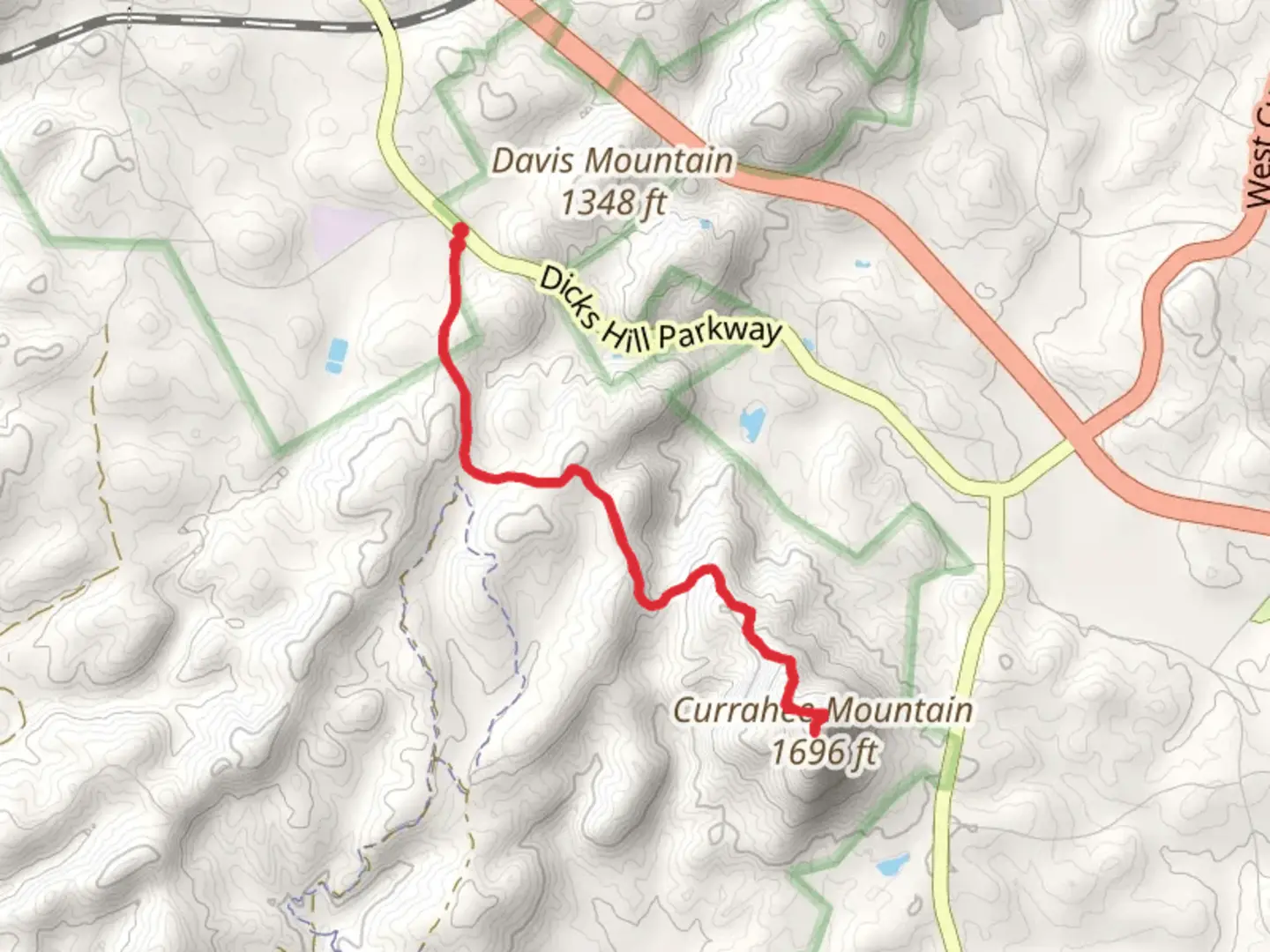 An image depicting the trail Currahee Mountain and its surrounding area.