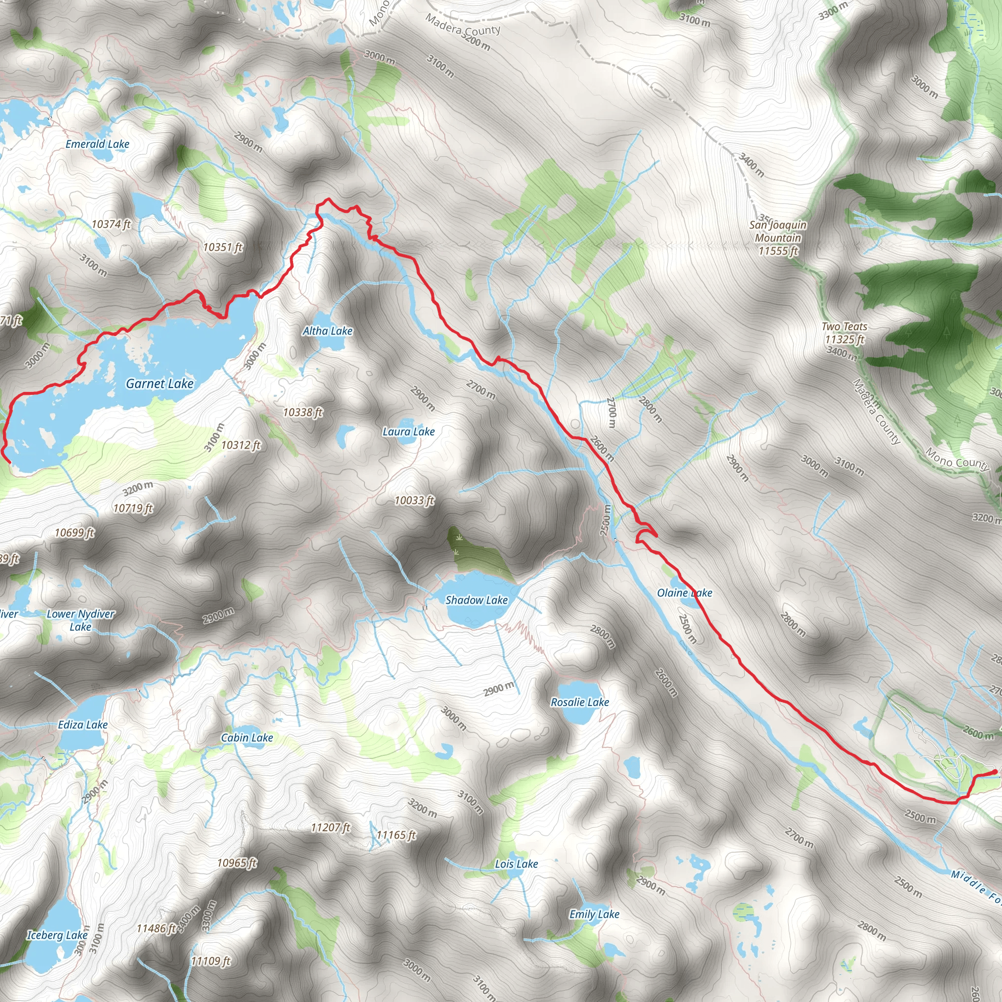 Garnet Lake Camps via River Trail mobile static map