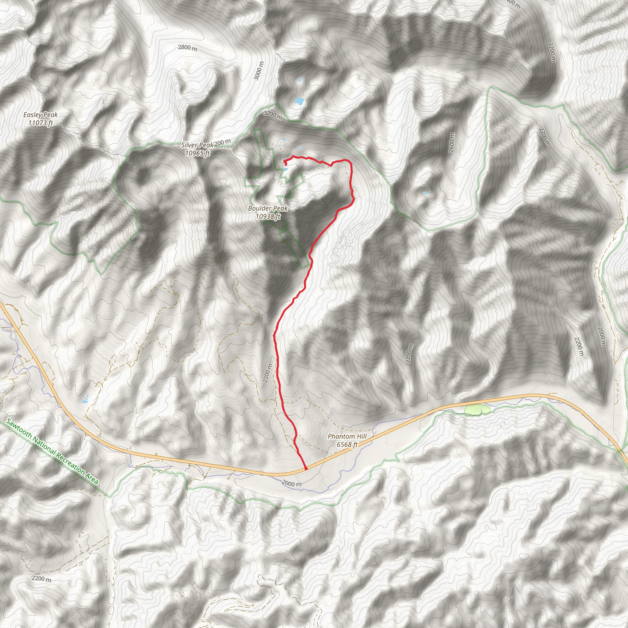 Boulder Lakes via Boulder Creek Road mobile static map