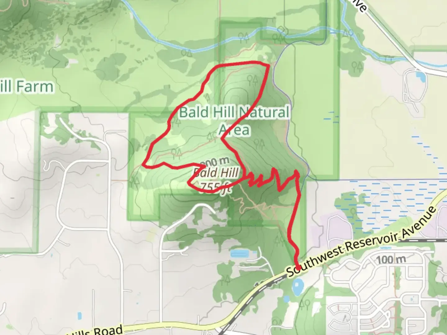An image depicting the trail Bald Hill and Oak Savanna Loop Trail and its surrounding area.