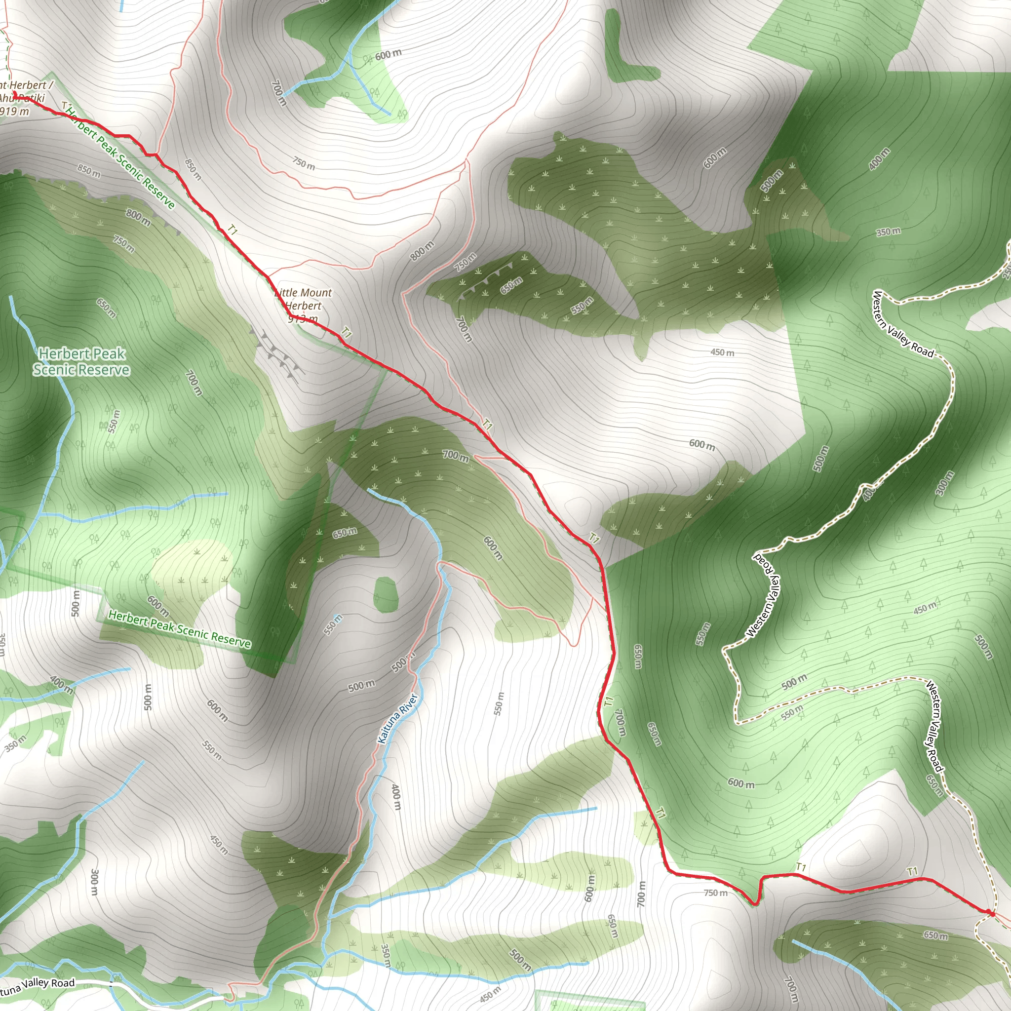 Mount Herbert from Orton Bradley Park mobile static map