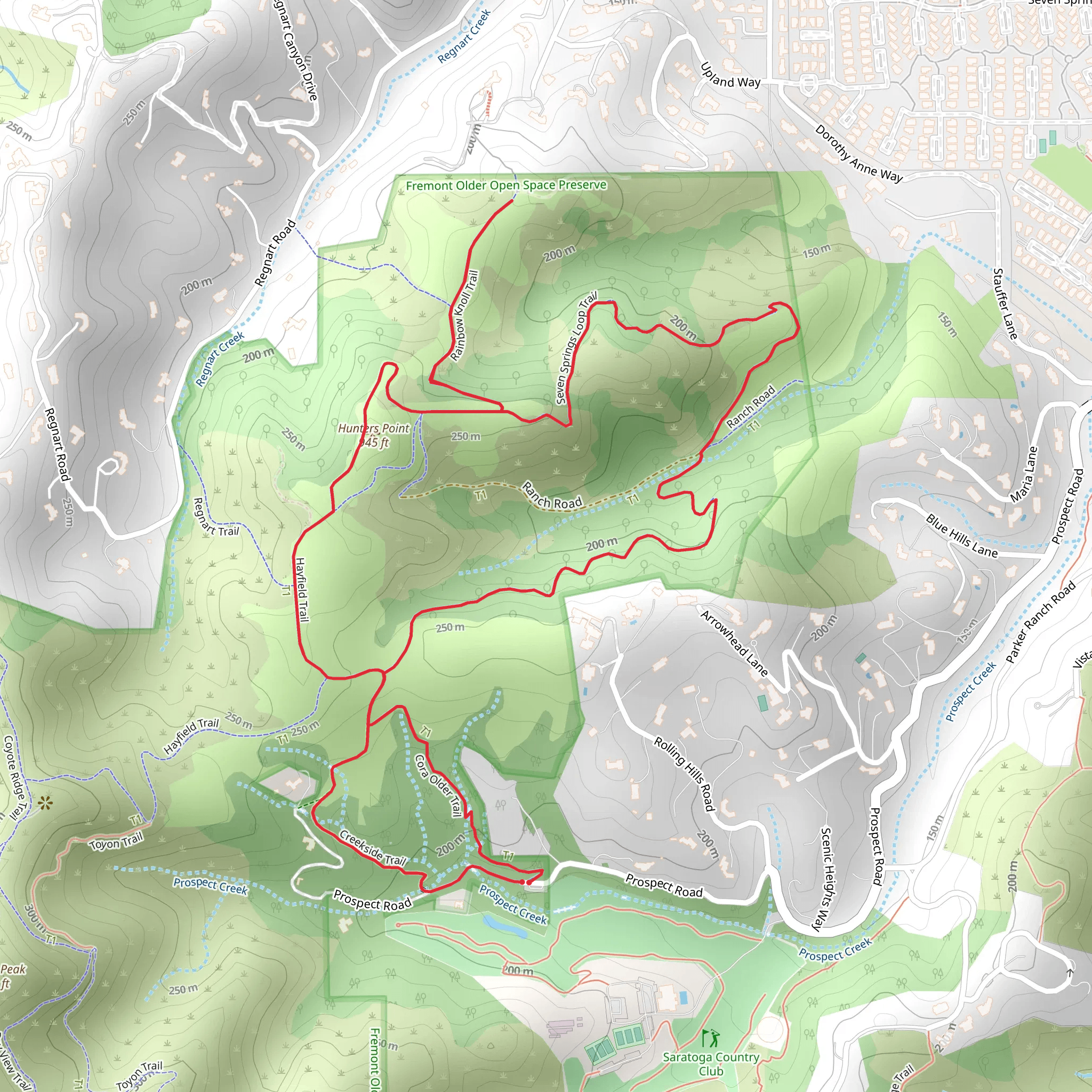 Hunters Point Creekside Trail and Cora Older Trail mobile static map