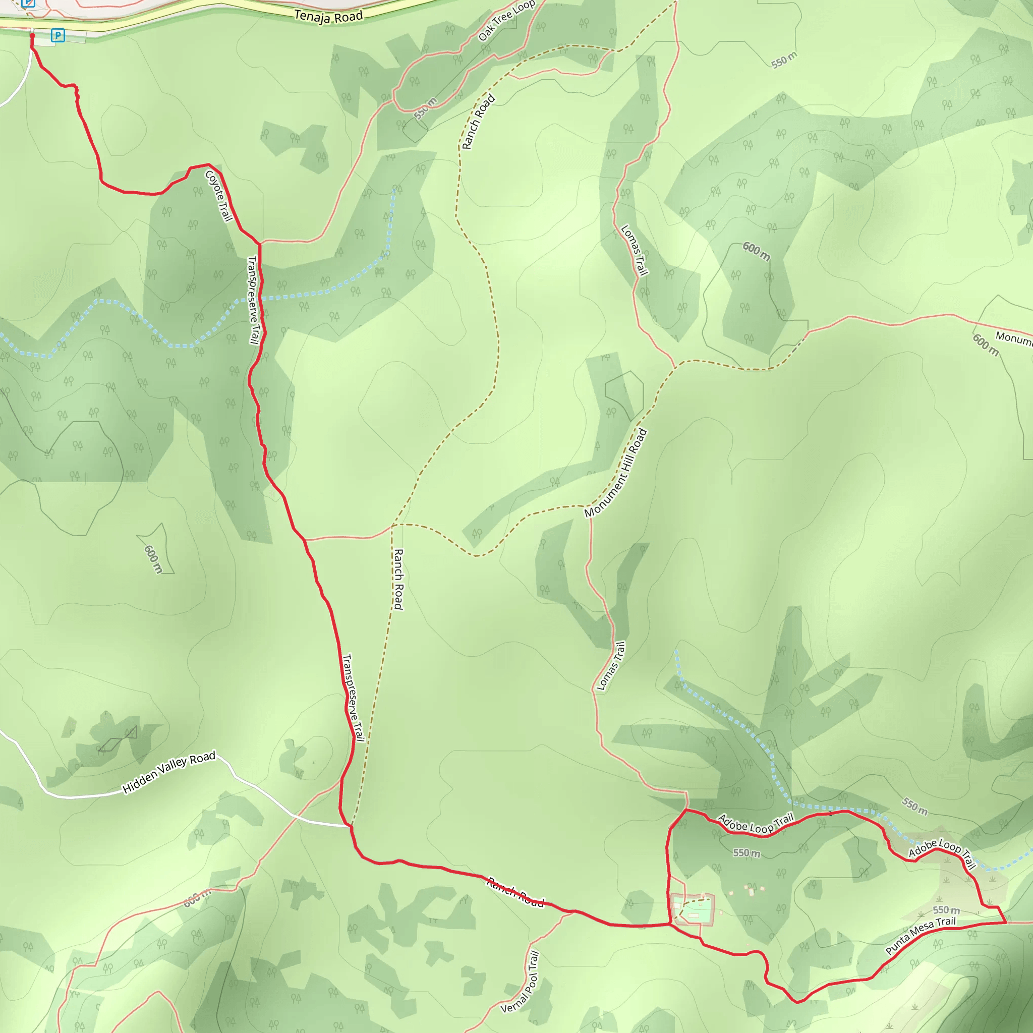 Transpreserve Trail and Adobe Loop Trail mobile static map