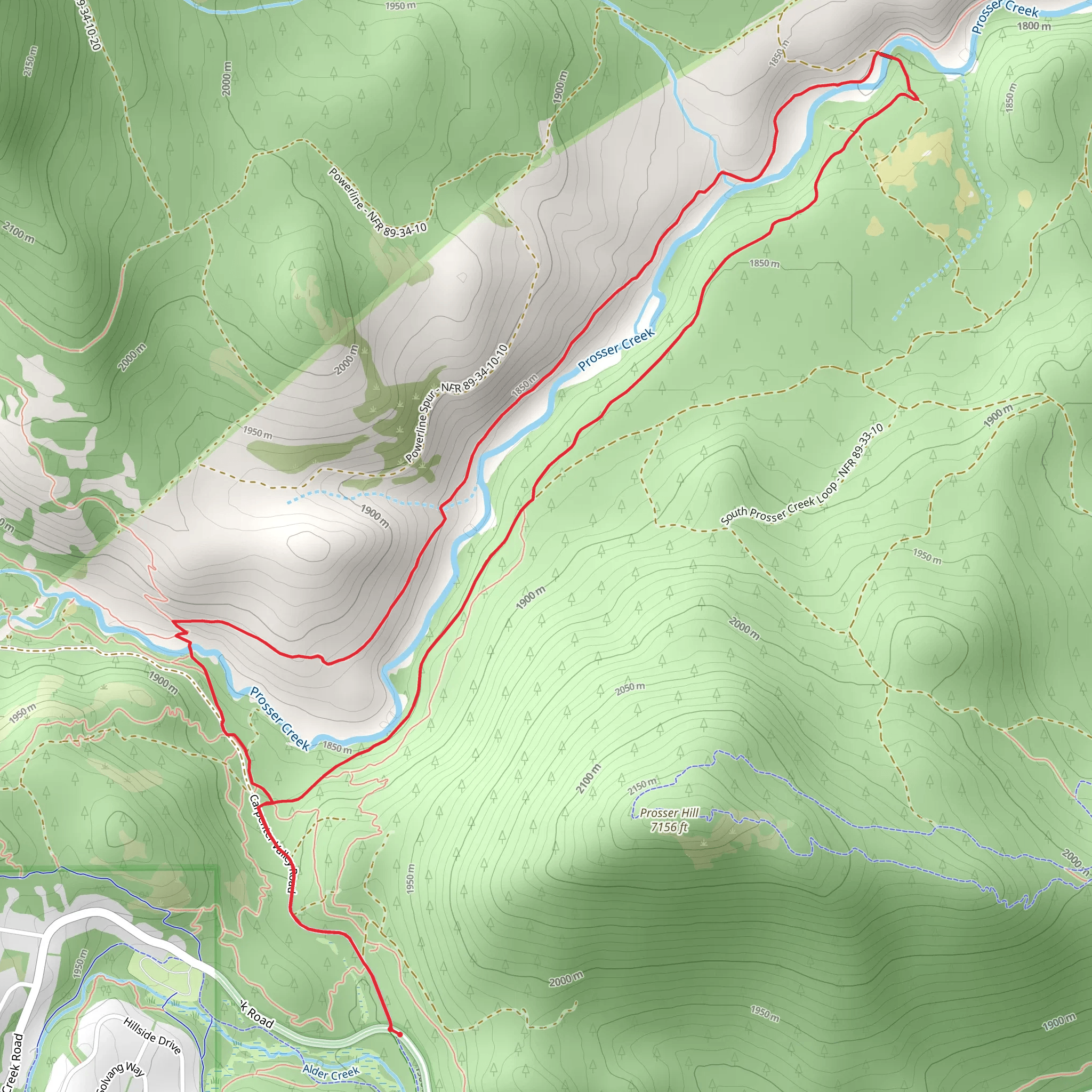 Prosser Creek Loop mobile static map