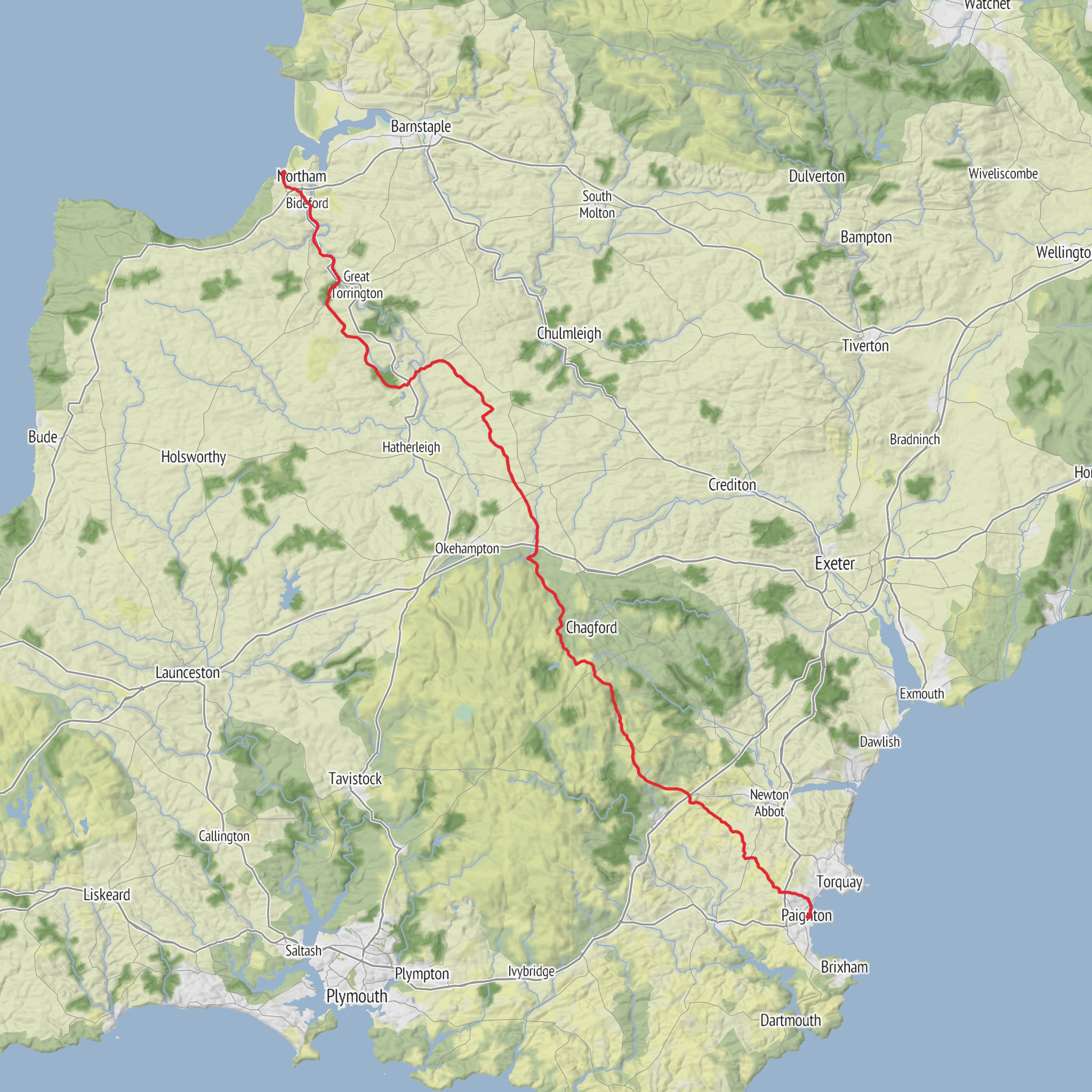 The Devon Coast to Coast Challenge mobile static map