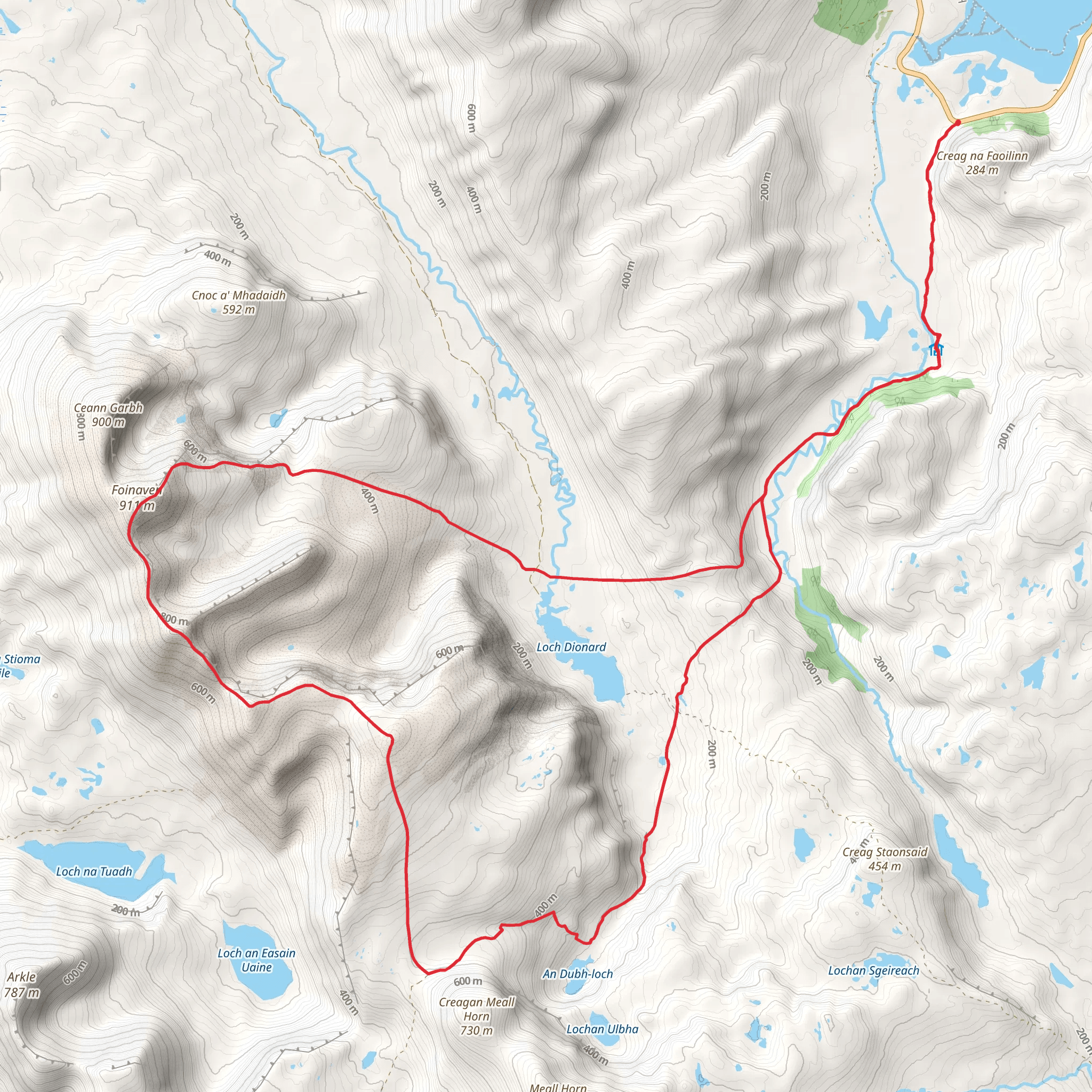 Foinaven and An Dubh-Loch Loop mobile static map