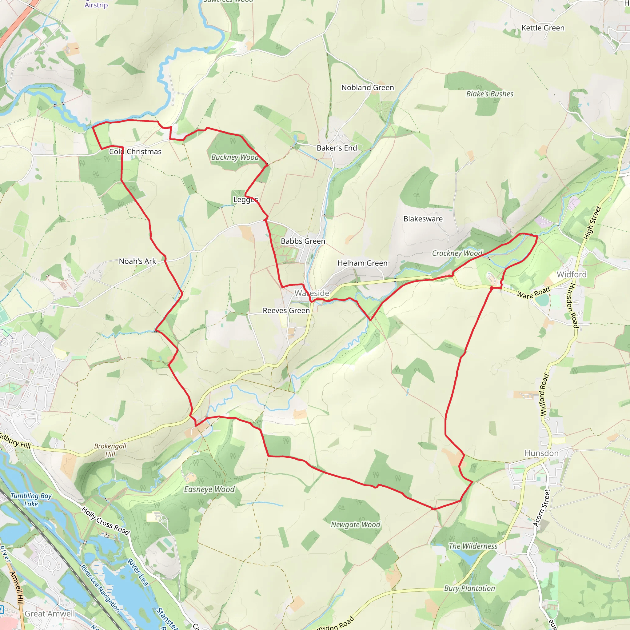 Widford and Cold Christmas Circular mobile static map