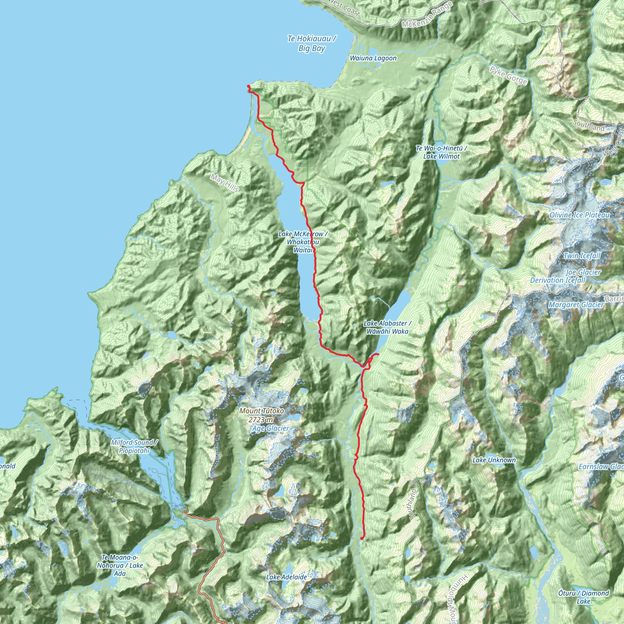 Hollyford Track mobile static map