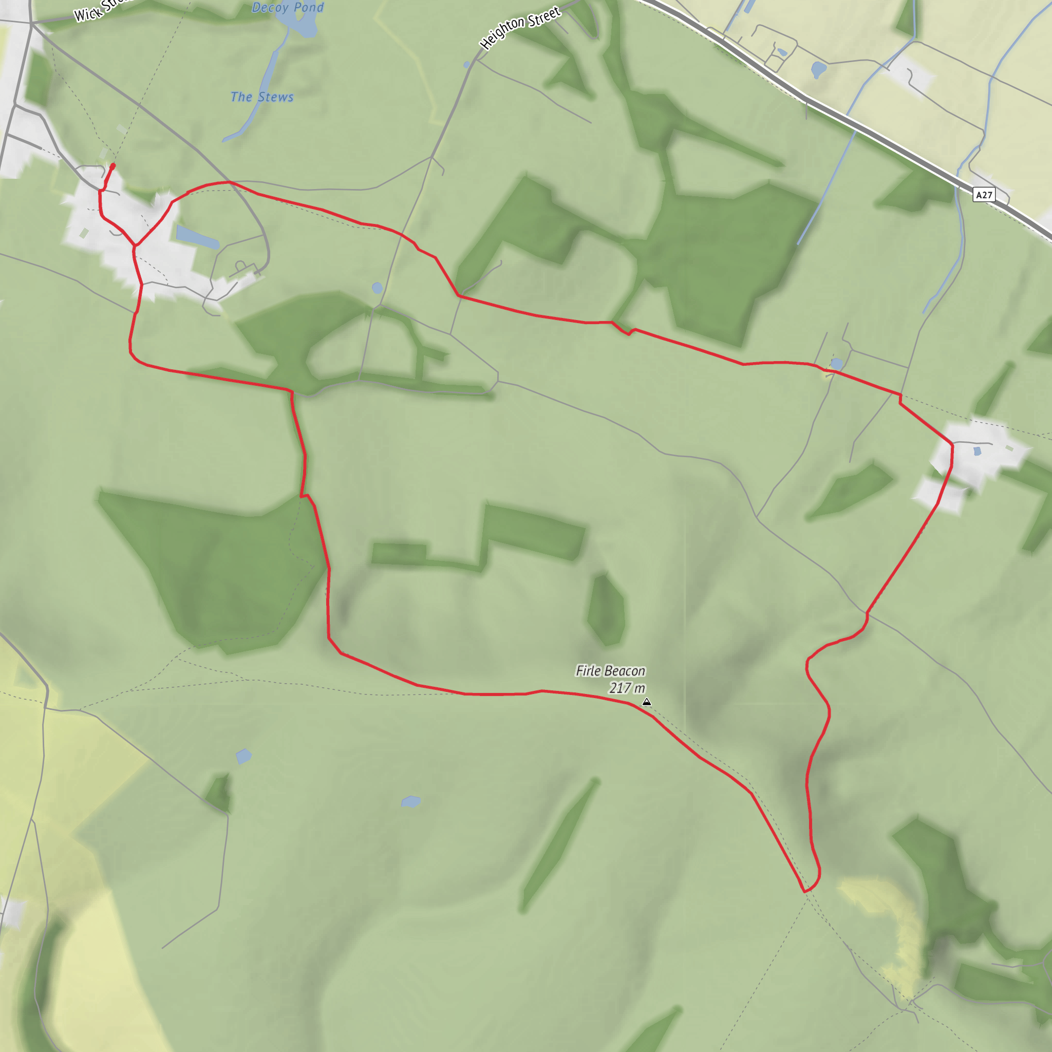 Charleston Farm and Firle Beacon from Firle mobile static map