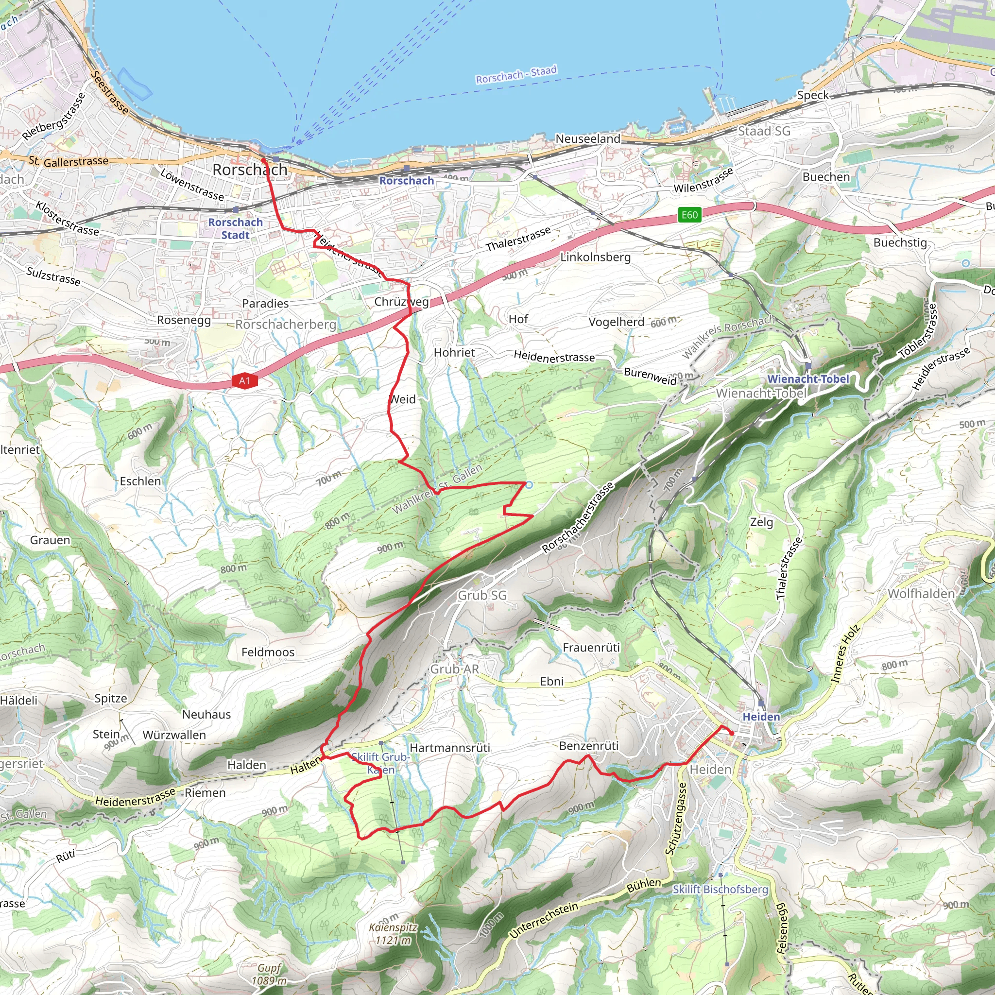 Heiden - Halten - Rorschach mobile static map