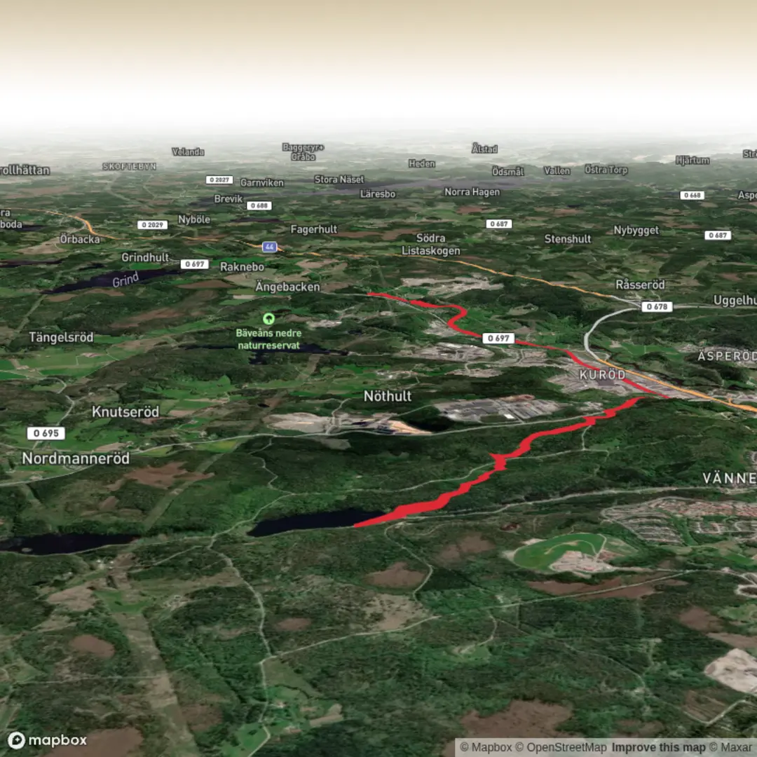 An image depicting the trail Bohusleden stage 15 and its surrounding area.