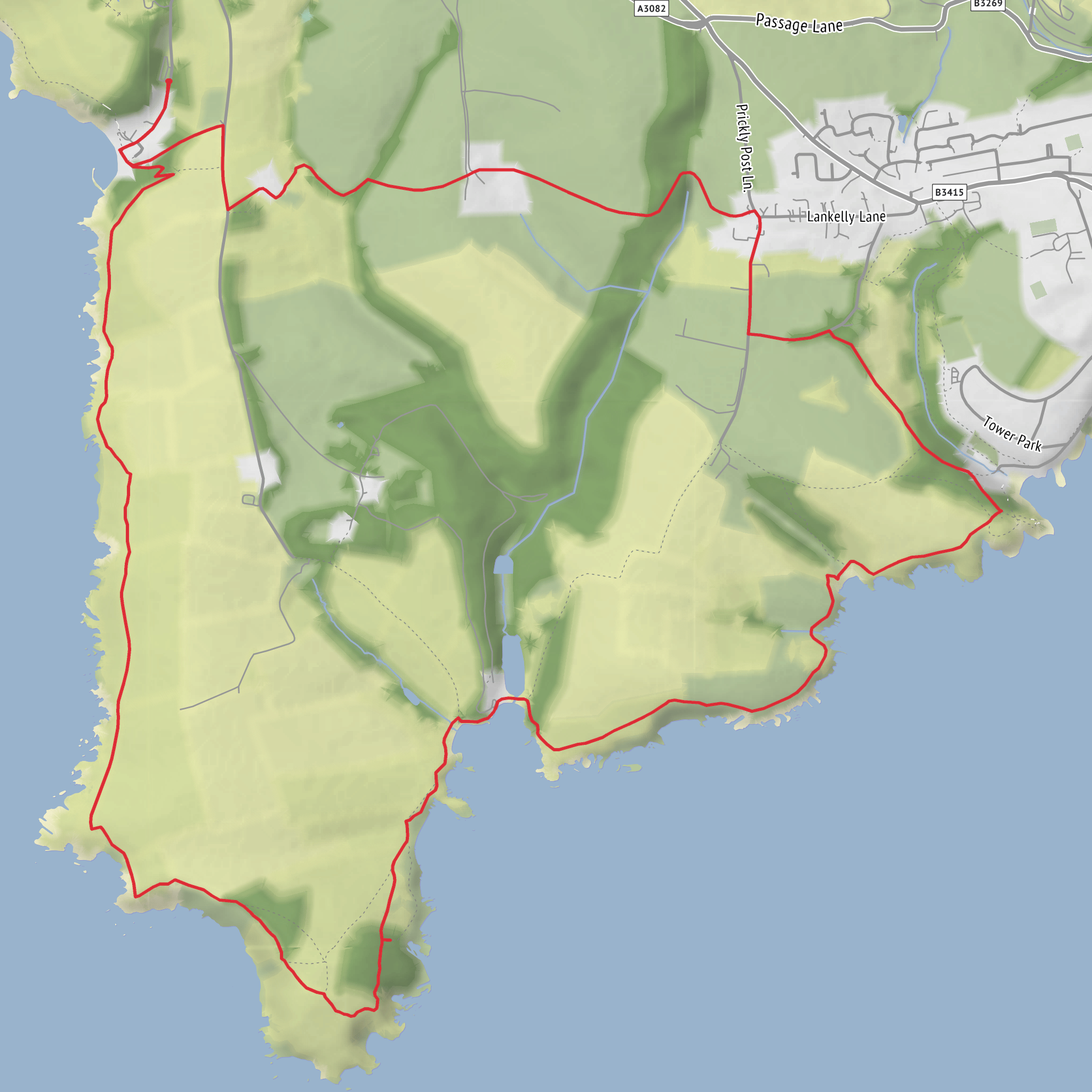 Polkerris, Gribbin Head and Polridmouth Loop mobile static map