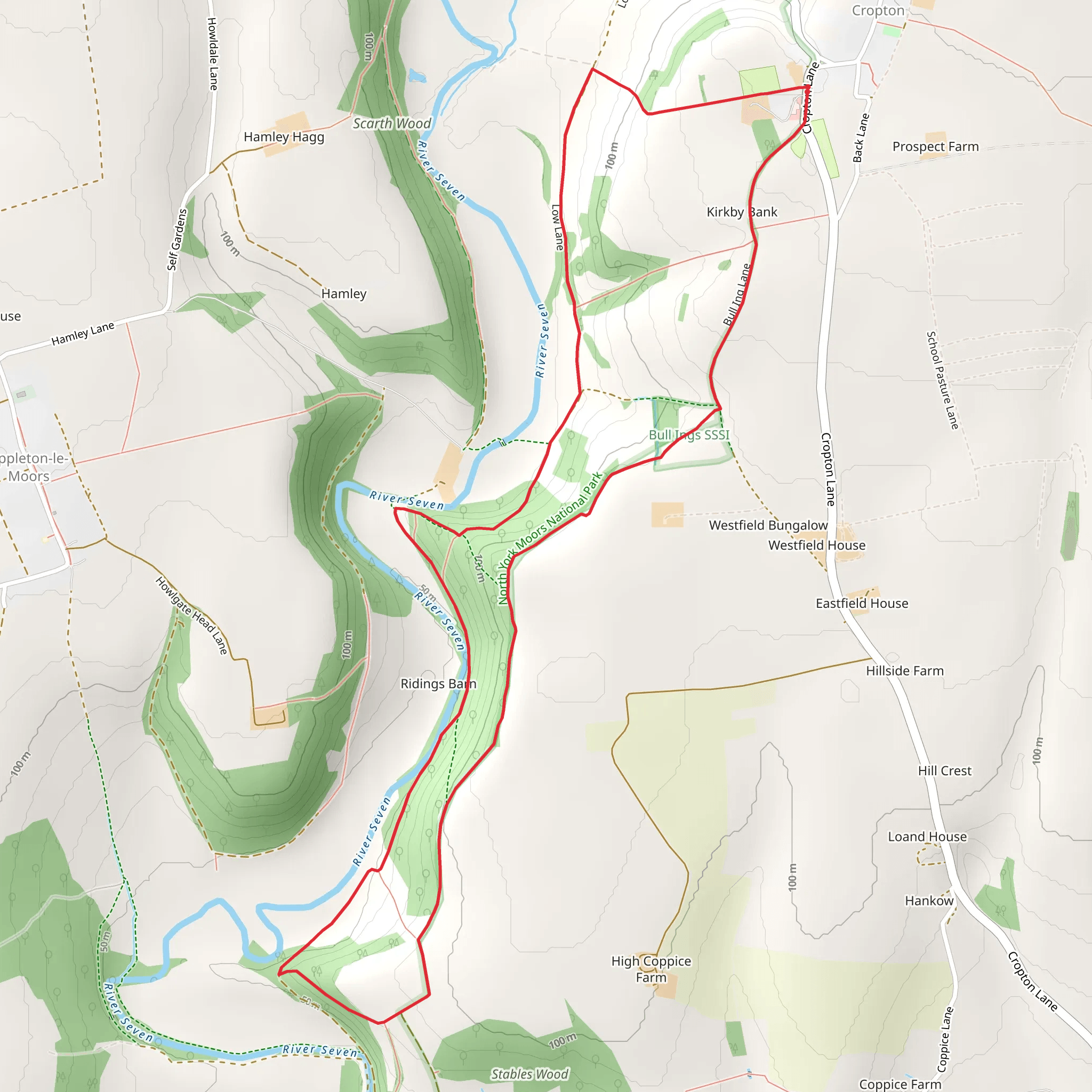 Hob Bank Wood and Mill Wood Loop mobile static map