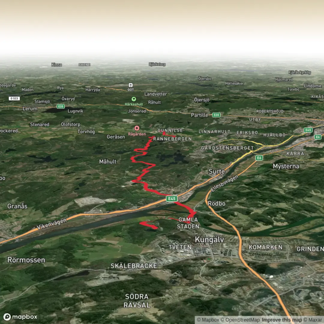 An image depicting the trail Bohusleden Stage 22 and its surrounding area.