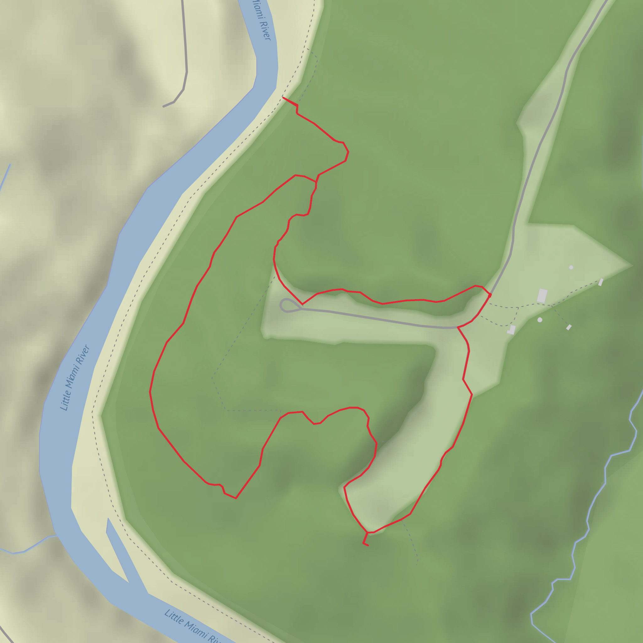 Little Miami River via Earthworks Trail and Eagles Trail mobile static map