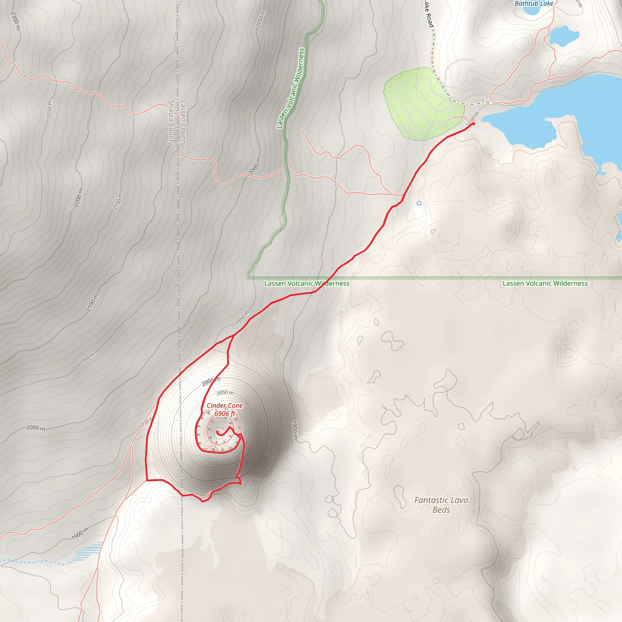 Cinder Cone Trail and Butte Lake To Snag Lake Trail mobile static map