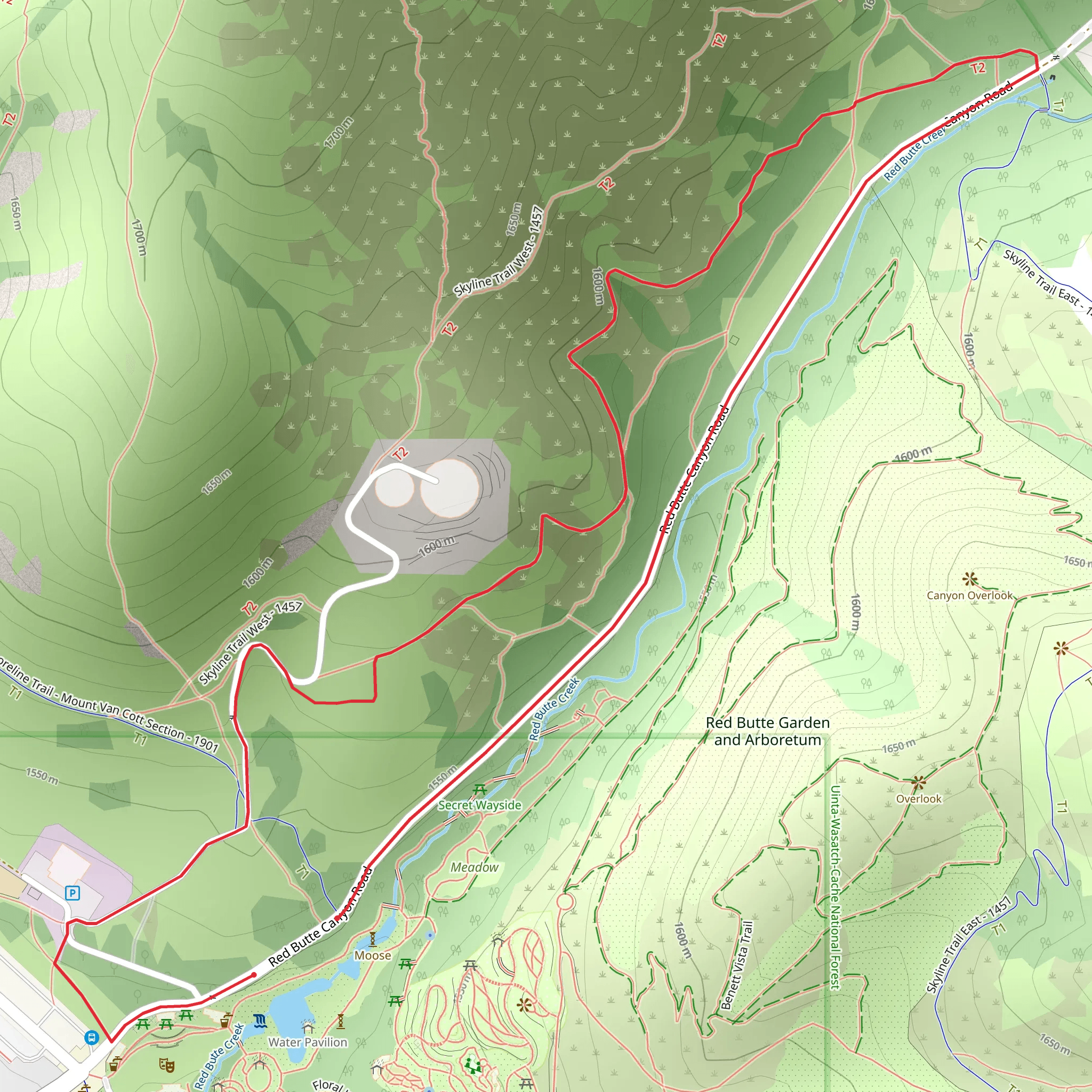 Red Butte North and Red Butte Creek Loop mobile static map