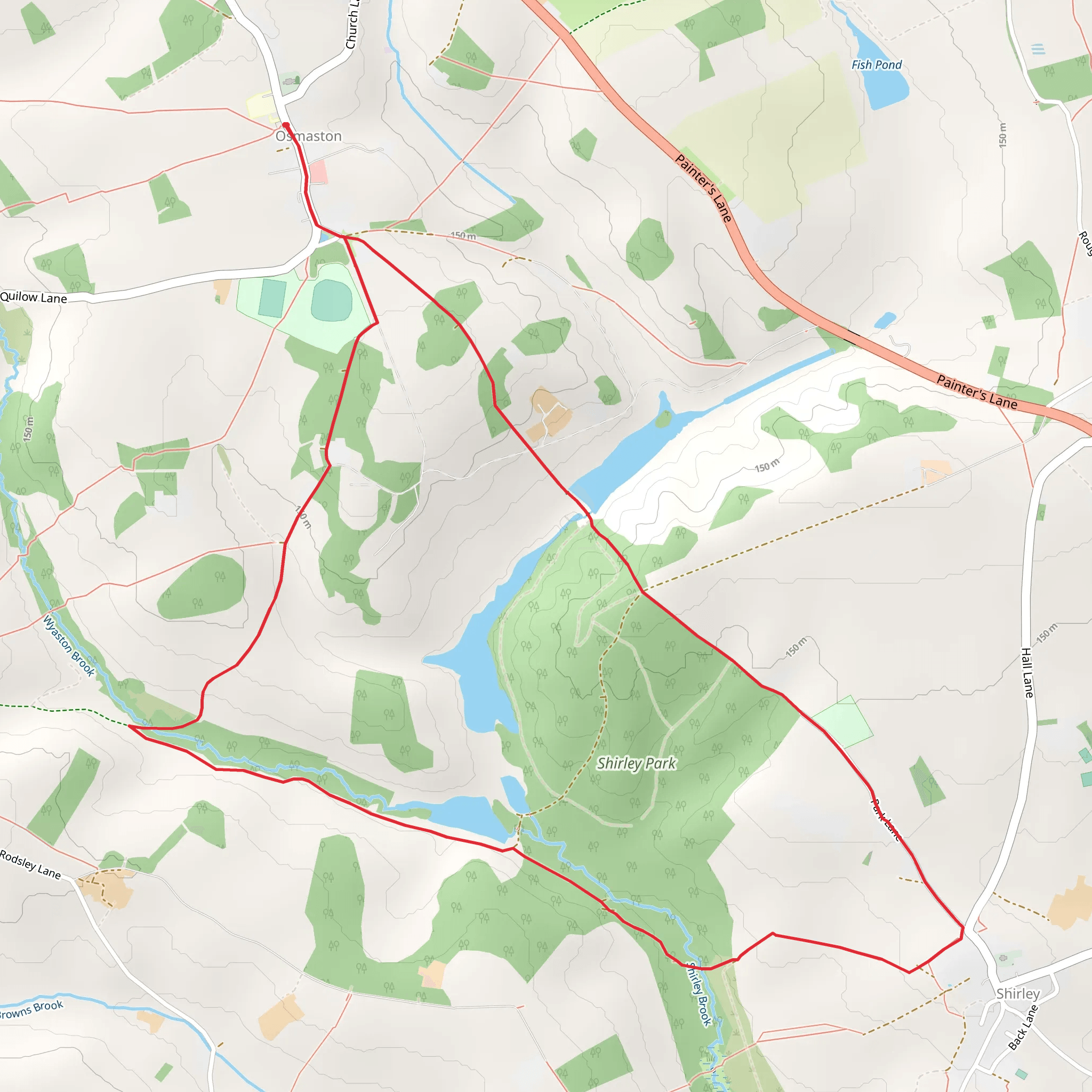 Osmaston and Shirley Loop via Bonnie Prince Charlie Walk mobile static map