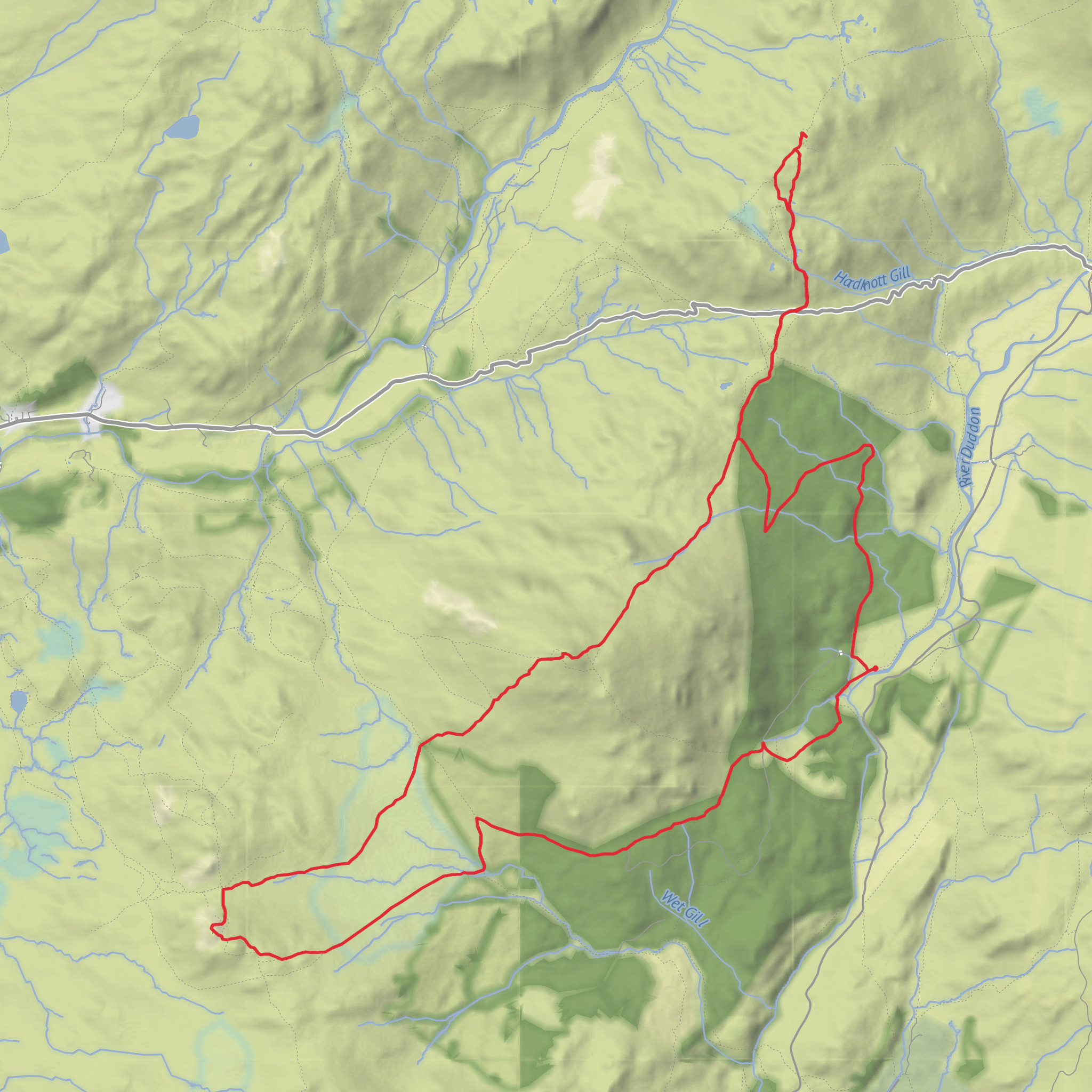 Hard Knott fells mobile static map