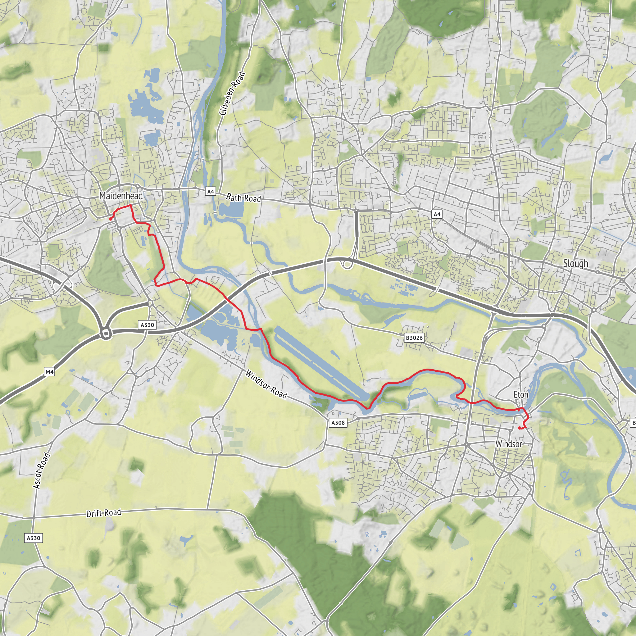 Windsor Castle, River Thames, Bray Lake and Braywick Park Nature Reserve mobile static map