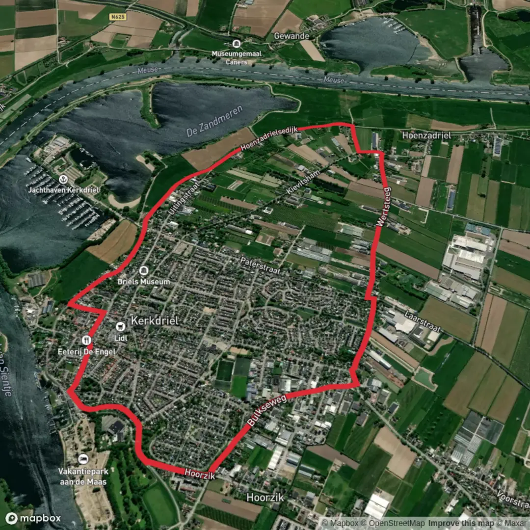 An image depicting the trail Kerkdriel Loop and its surrounding area.