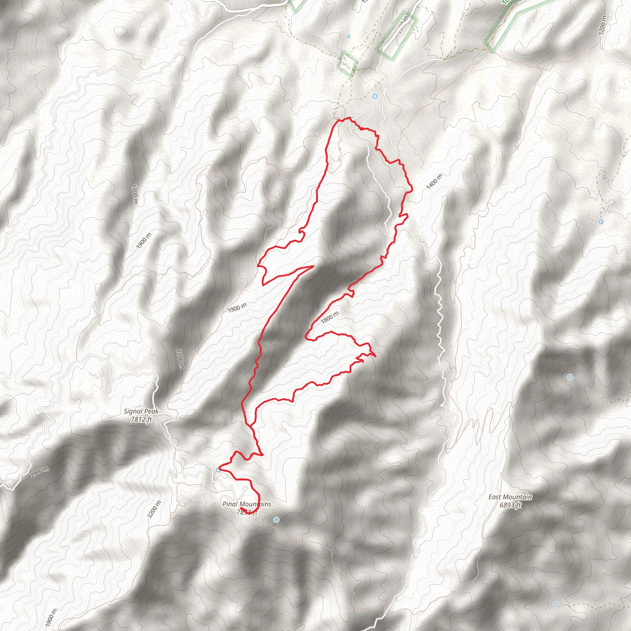 Six Shooter Trail, Pinal Mountain and Telephone Trail Loop mobile static map