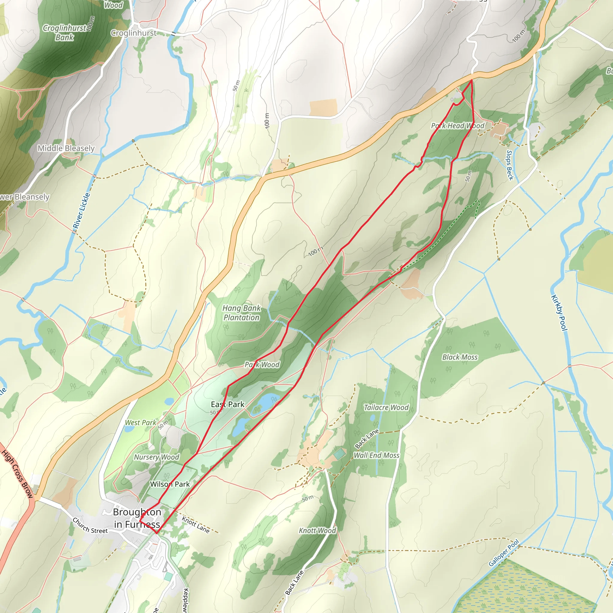 East Park, Park Head Wood and Wilson Park Loop mobile static map