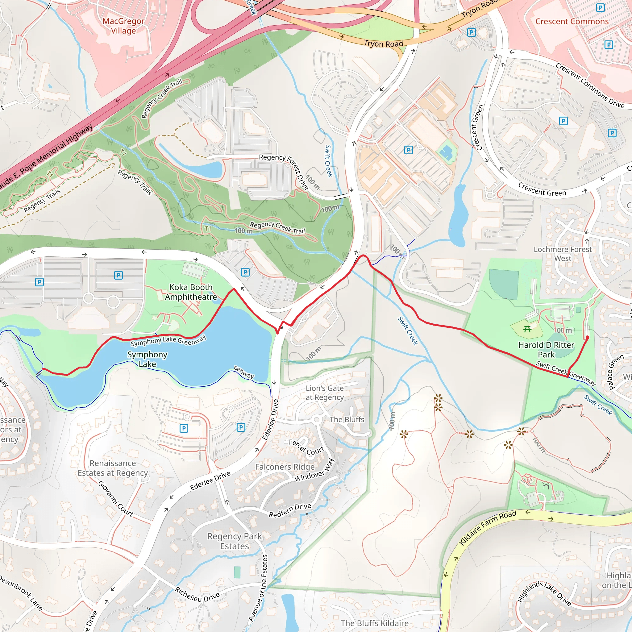 Swift Creek Greenway and Regency Lake mobile static map