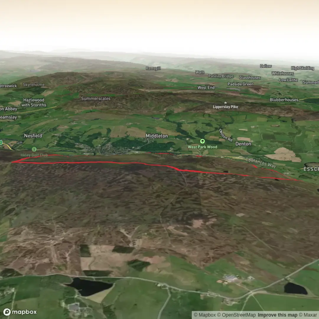 An image depicting the trail Ilkley Moor Loop and its surrounding area.