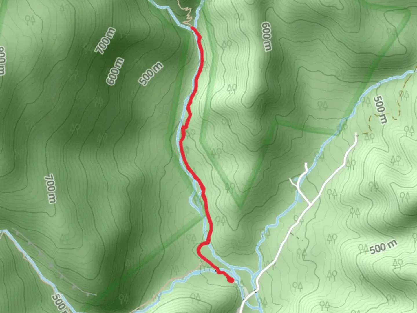 An image depicting the trail Robinson River via White Oak Canyon Trail and its surrounding area.