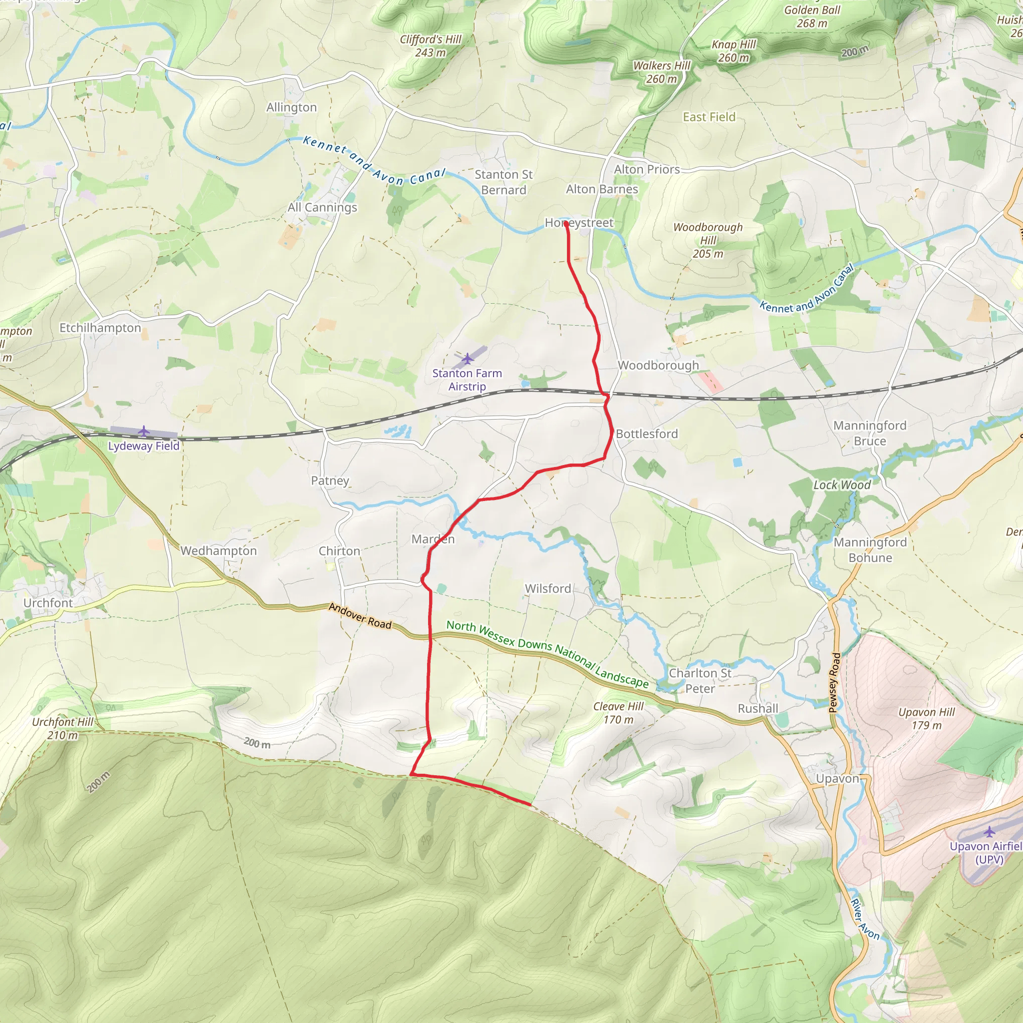 Great Stones Way Marden Henge from Honeystreet mobile static map