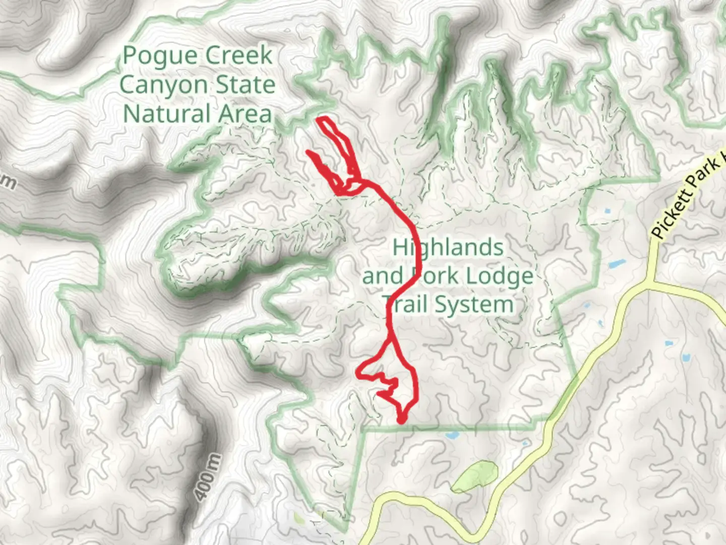 An image depicting the trail Highlands and Fork Lodge Trail System and its surrounding area.