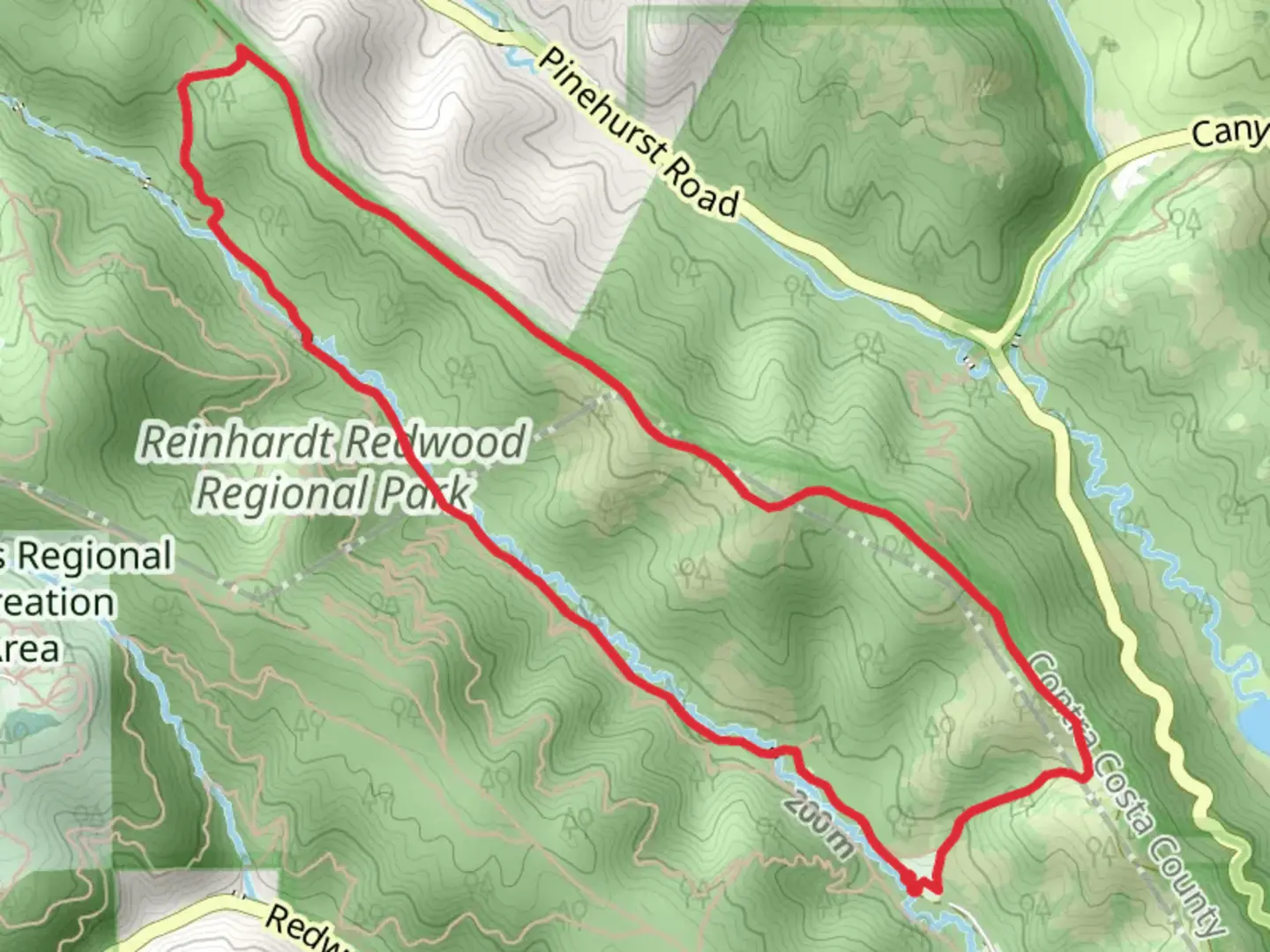 An image depicting the trail Canyon Trail, Redwood Creek and Bridle Trail Loop and its surrounding area.